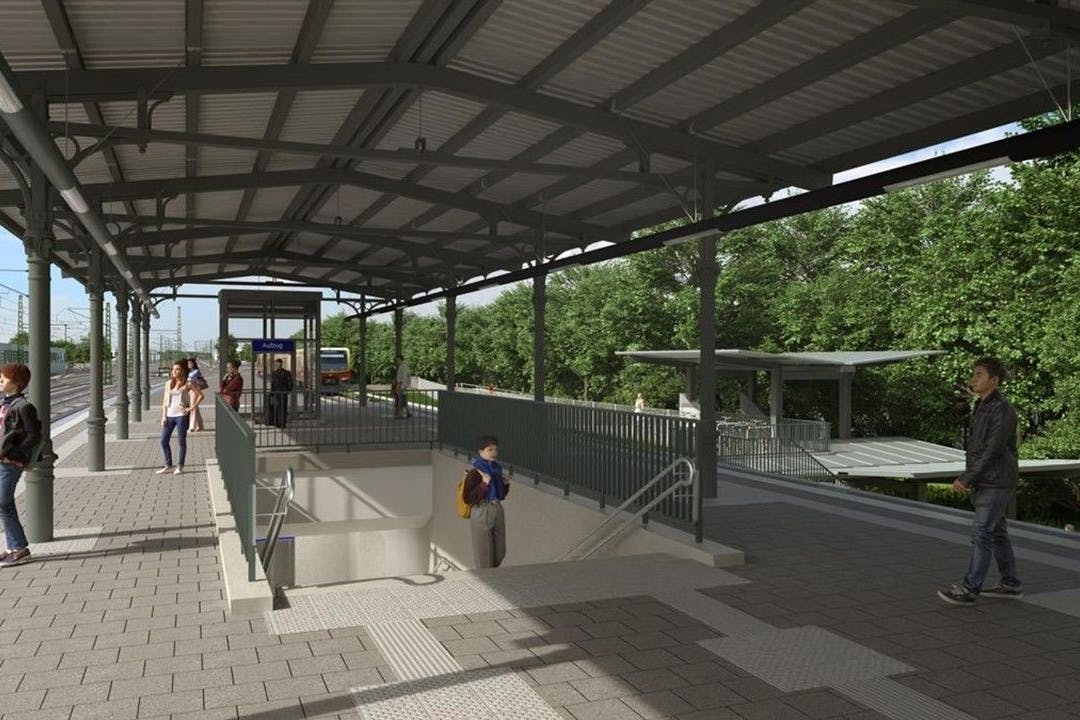 So soll der S-Bahnhof Hirschgarten nach dem Umbau ab 2026 aussehen. Zurzeit gibt es Verzögerungen. Wegen einer Panne.