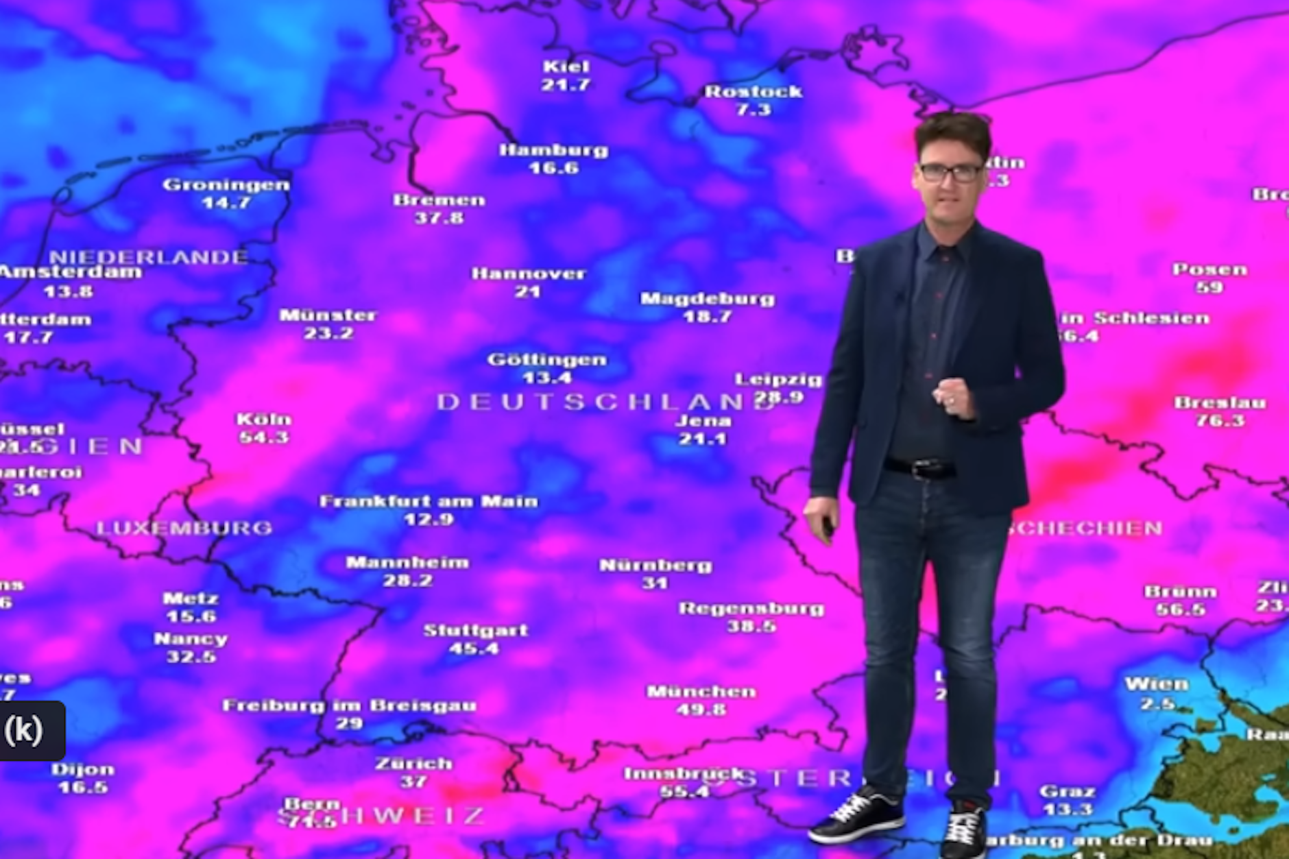 Krasse Hitze erwartet die Menschen im Südosten. Wettermann Dominik Jung zeigt die Karte.