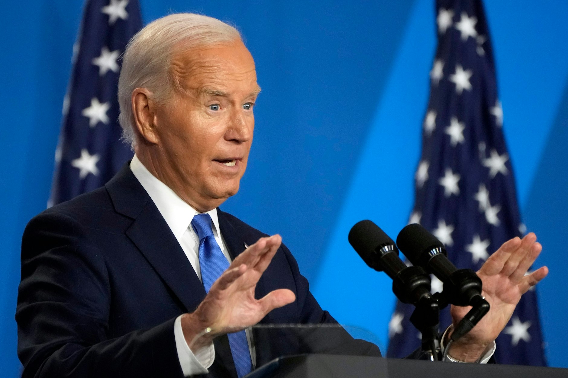Der Präsident der USA, Joe Biden, während seiner Pressekonferenz am Donnerstag