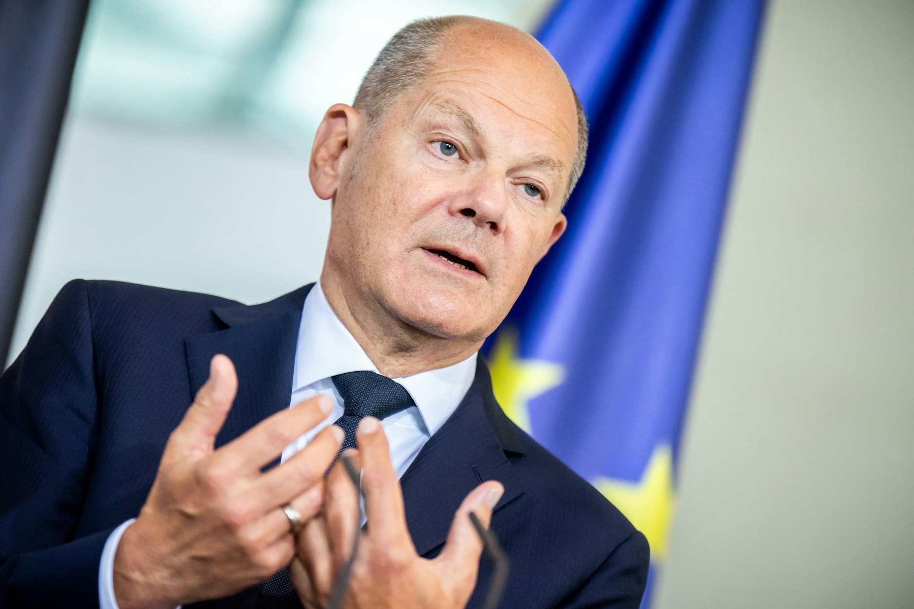 Bundeskanzler Olaf Scholz (SPD) zur Entscheidung, der USA, wieder Langstreckenwaffen in Deutschland zu stationieren: „Das erhöht die Sicherheit wegen der Abschreckungswirkung“.