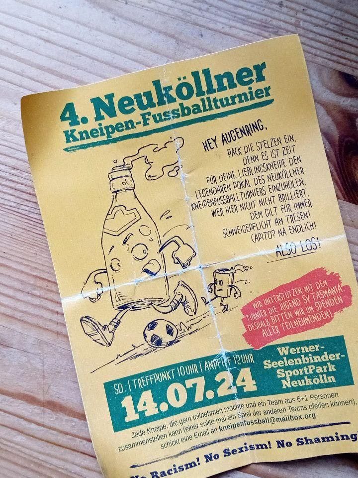 Flyer des diesjährigen Neuköllner Kneipenturniers.