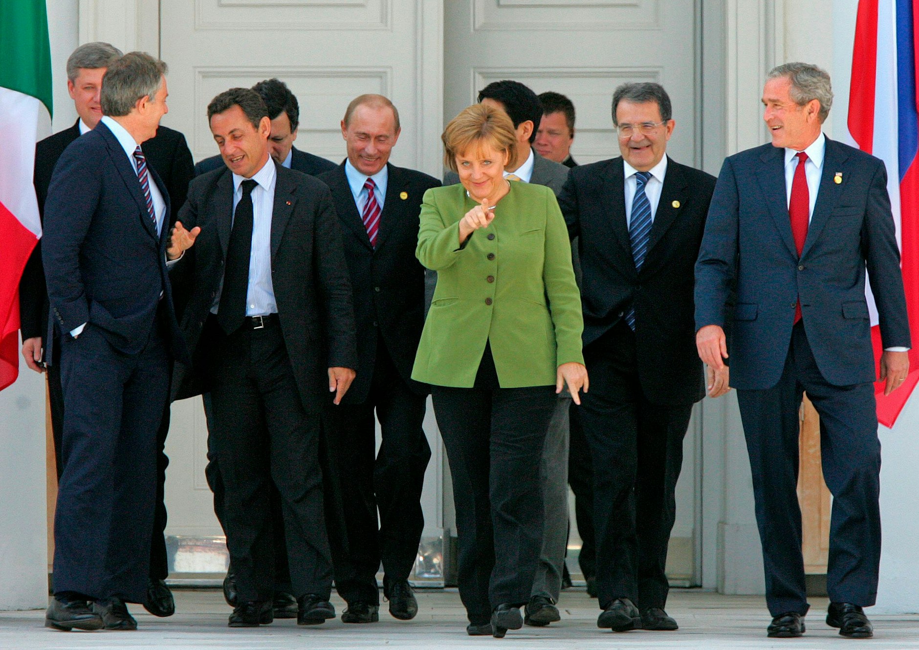 2007: Bundeskanzlerin Angela Merkel und die Staatsoberhäupter beim G8-Gipfel