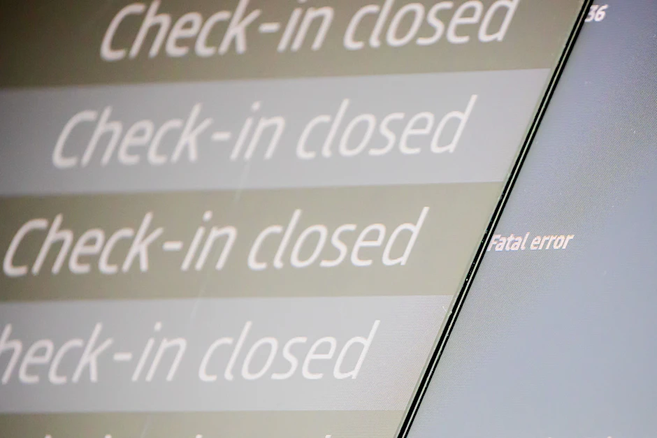 Ausgerechnet zum Ferienstart: Check-in closed. Technische Probleme führen zu Einschränkungen.