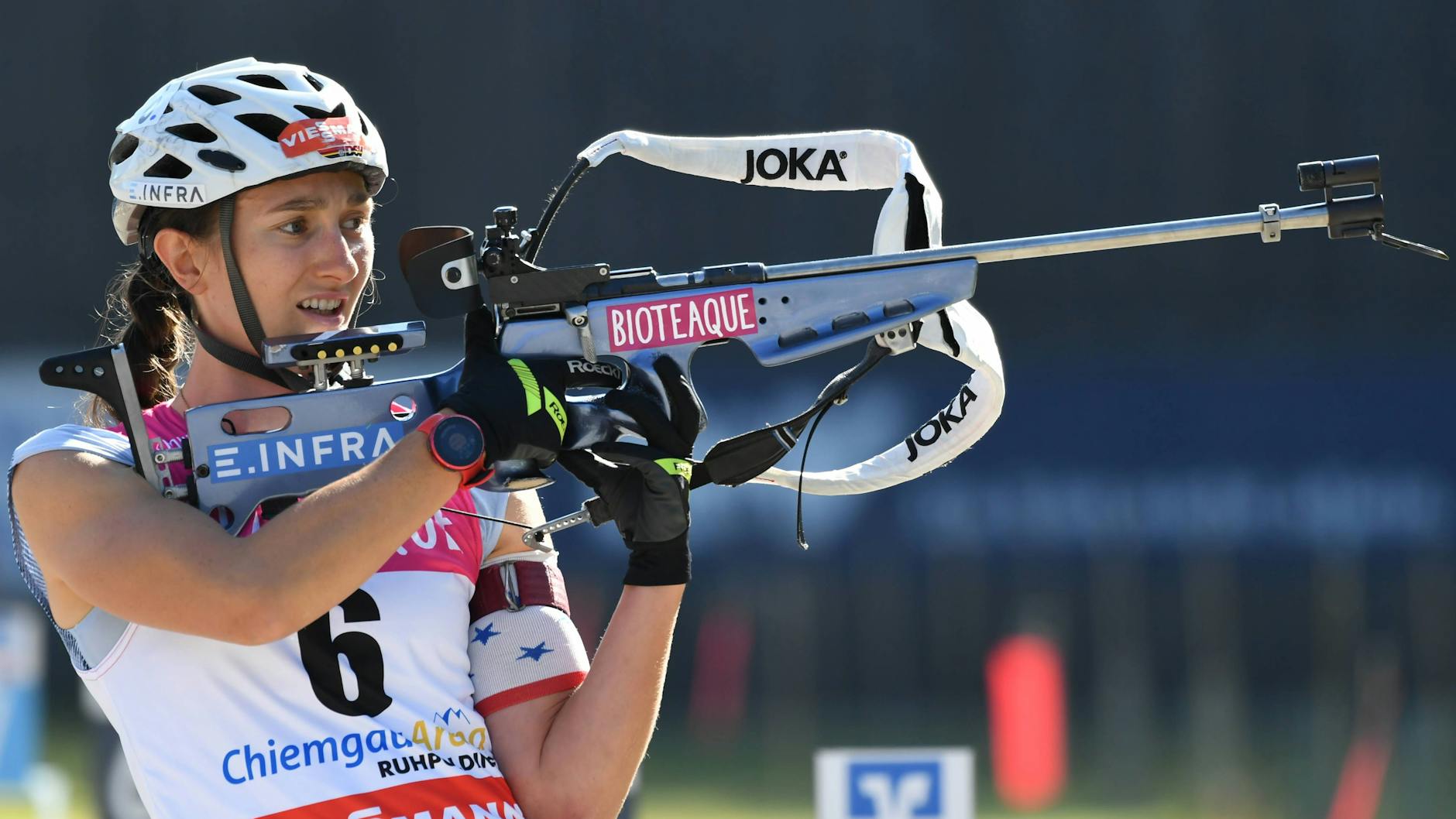 Juliane Frühwirt beim Sommer-Biathlon in Ruhpolding im Sommer 2023.