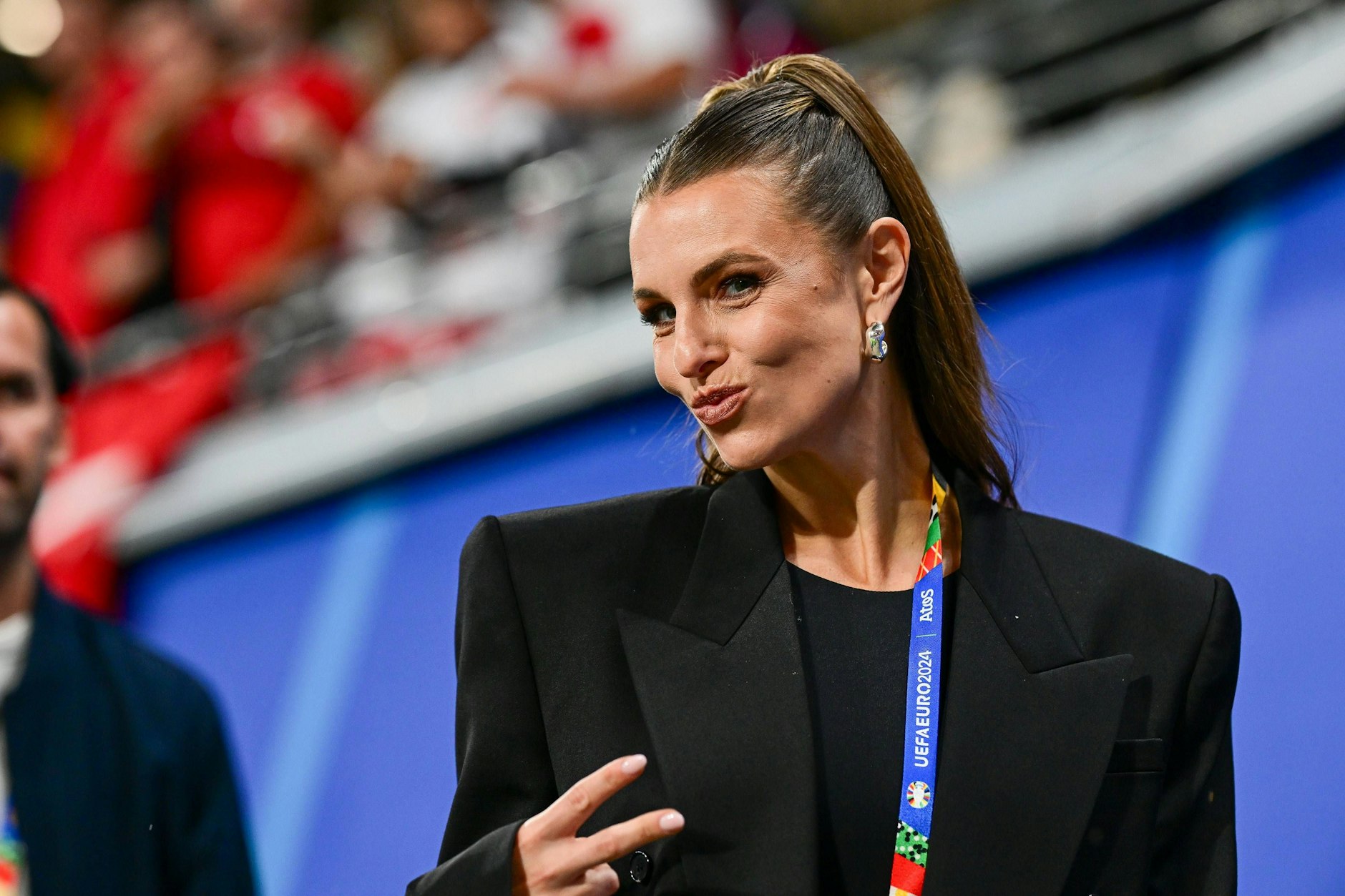 Laura Wontorra beim EM-Spiel Österreich vs. Türkei am 2. Juli 2024.