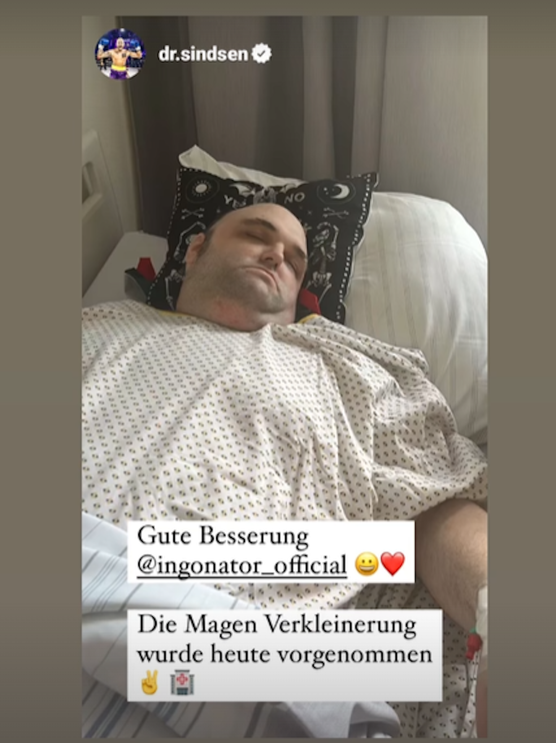 Ingos Freund Eric Sindermann wünscht ihm nach der OP alles Gute.