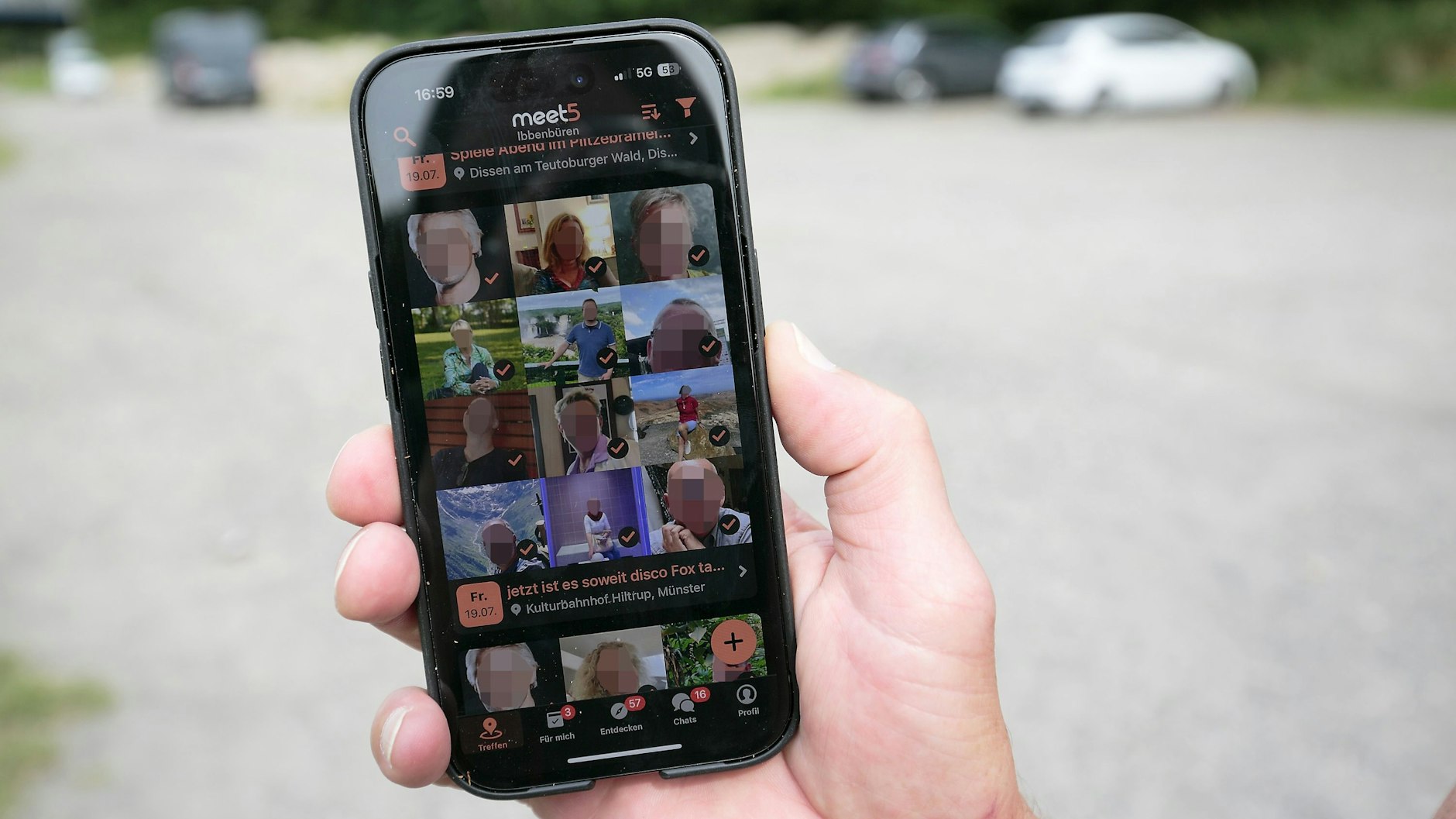 Bei der App „Meet5“ sieht man schon vorher die Gesichter der Leute, mit denen man sich zu einem Treffen verabredet.