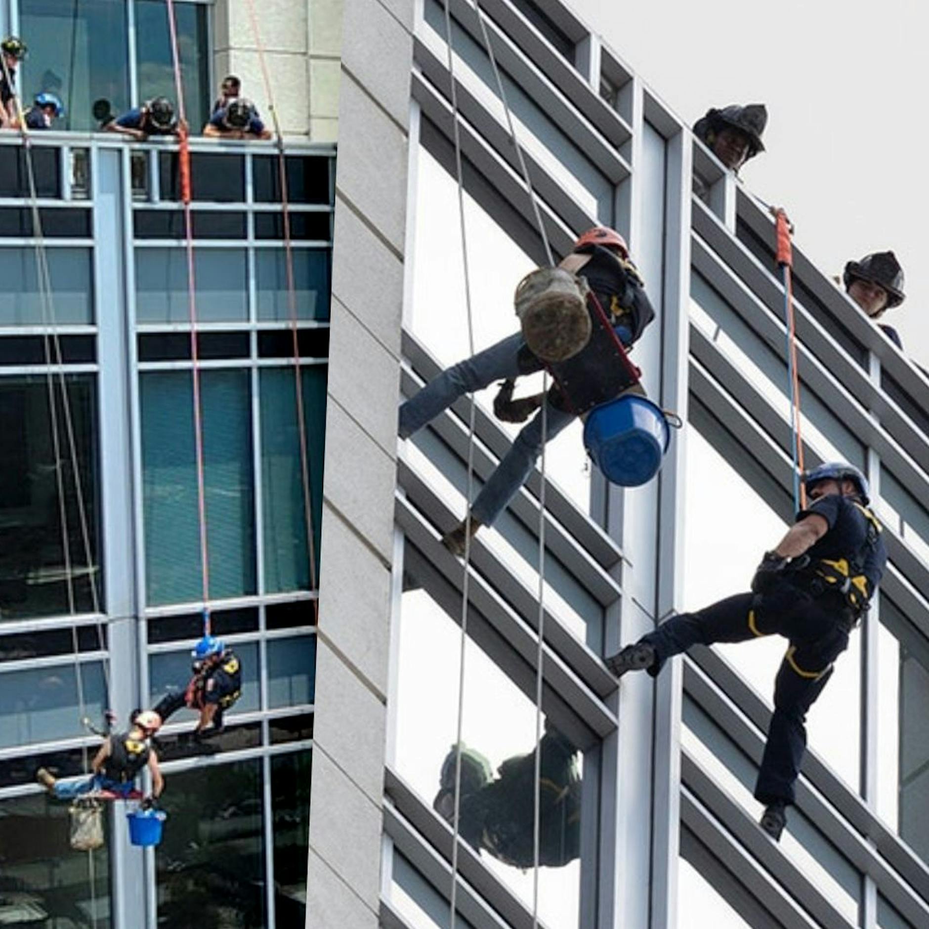 Höhenangst-Horror! Fensterputzer baumelt an 140-Meter-Wolkenkratzer