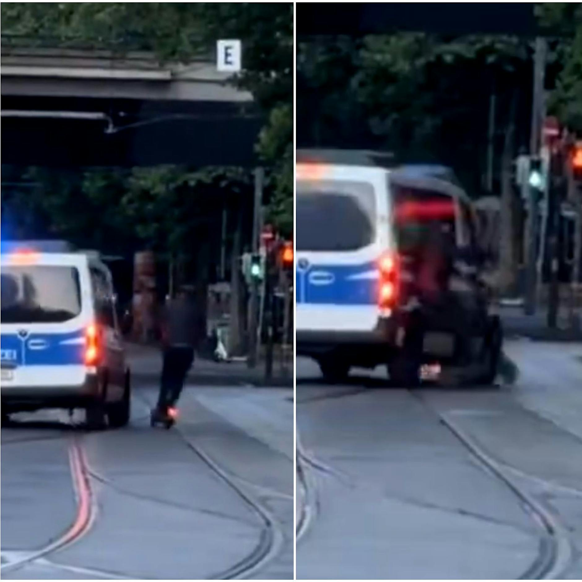 Krasses VIDEO: Polizei rammt Po-Grapscher von E-Scooter