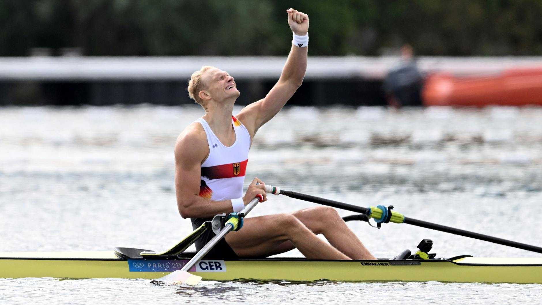 Oliver Zeidler aus Deutschland jubelt nach seinem Olympiasieg.