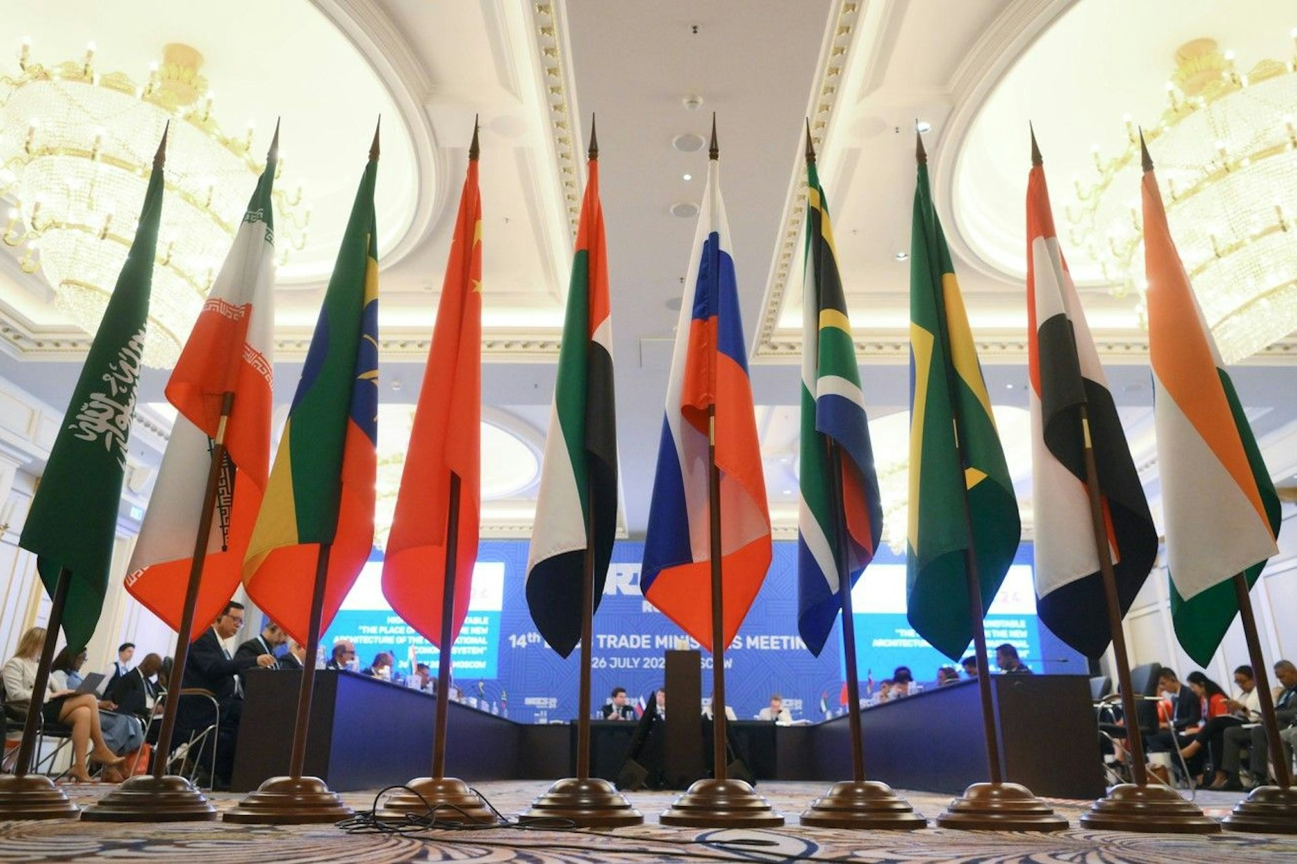 Wirtschafts- und Handelsminister der Brics-Staaten einigten sich bei Verhandlungen in Moskau Ende Juli 2024 auf eine gemeinsame Position im Rahmen der Welthandelsorganisation (WTO).