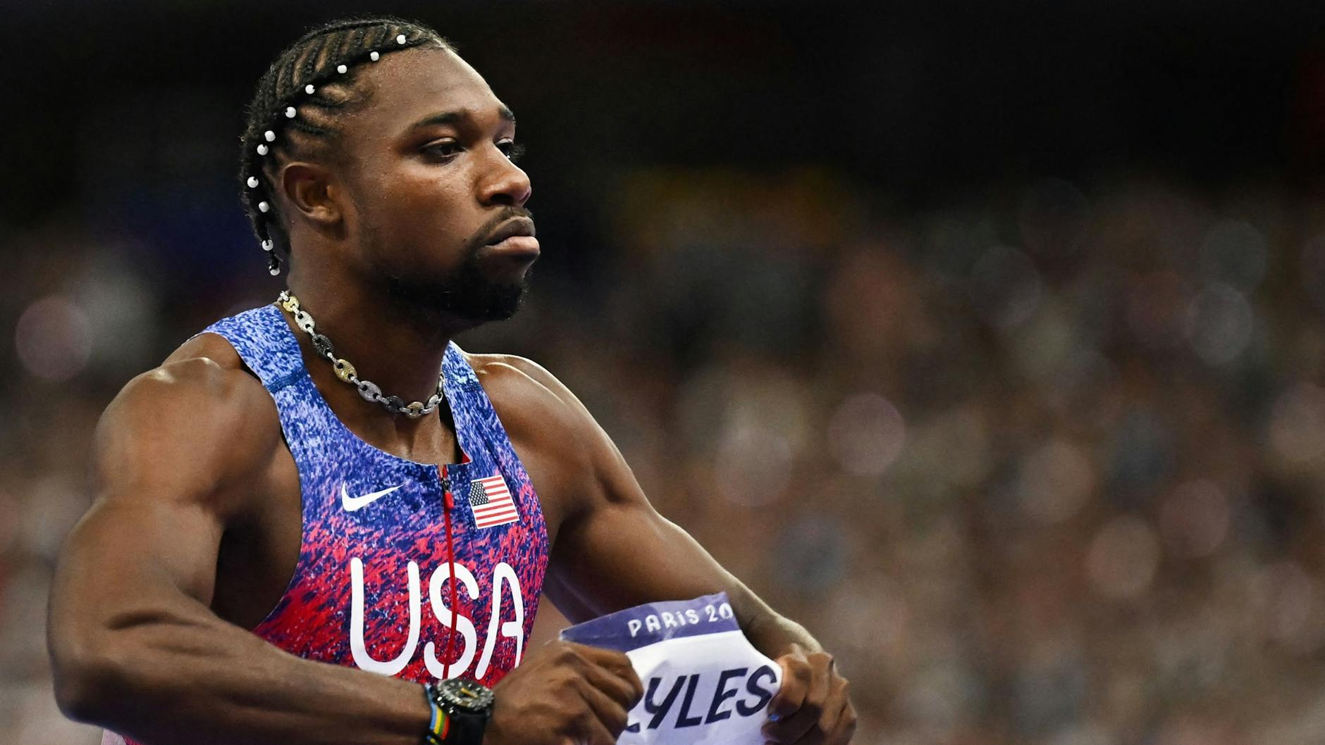 Noah Lyles ist am Sonntag der schnellste Mann der Welt und gewinnt Olympia-Gold im 100-Meter-Sprint der Männer.