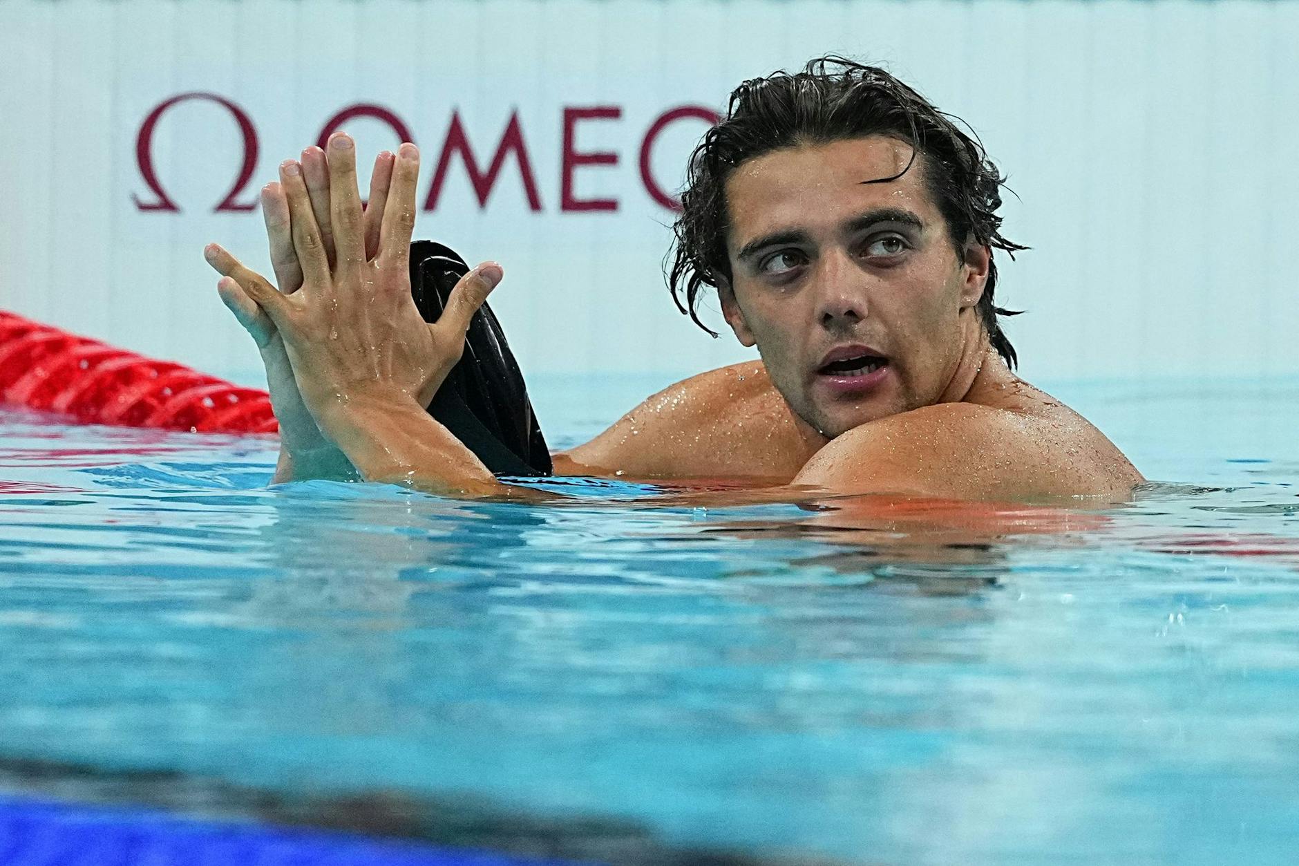 Olympia 2024 in Paris: Thomas Ceccon nach dem Finale im 100 Meter Rückenschwimmen