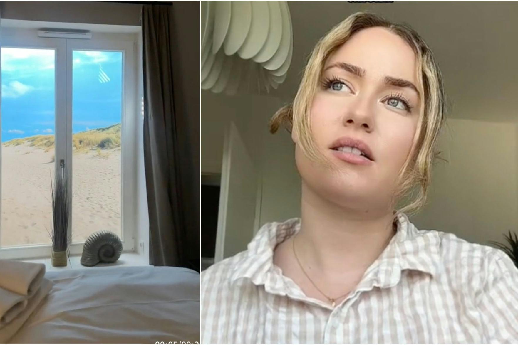 Die TikTokerin Sonny Loops wurde mit der Aussicht verarscht. Das Hotellzimmer ist im Keller auf der Ferieninsel Sylt.