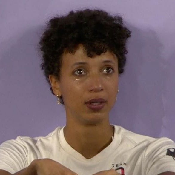 Malaika Mihambo in Tränen aufgelöst.