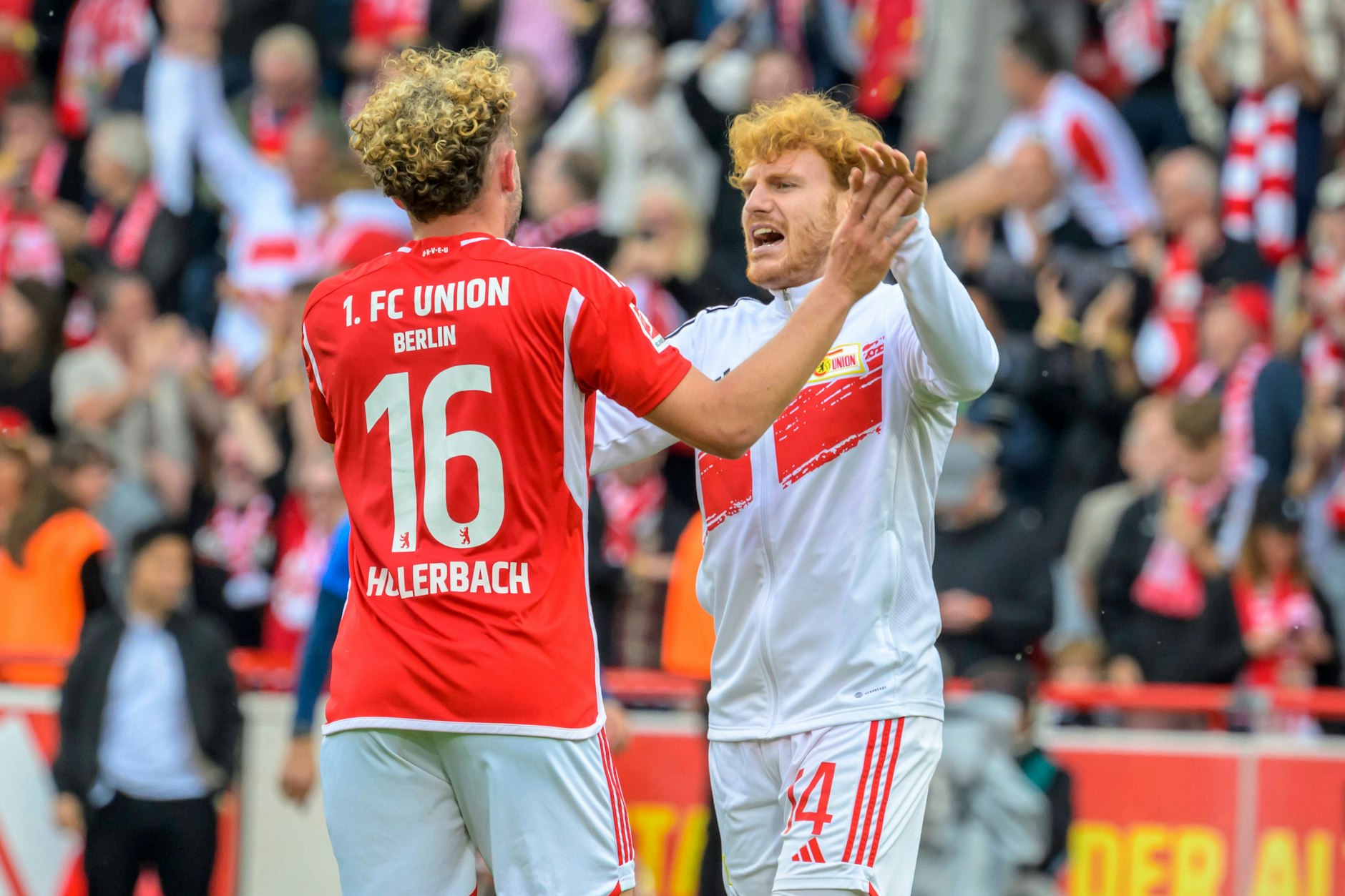 Benedict Hollerbach und Yorbe Vertessen (beide 23) wollen das Offensivspiel des 1. FC Union in dieser Saison wieder auf Vordermann bringen.