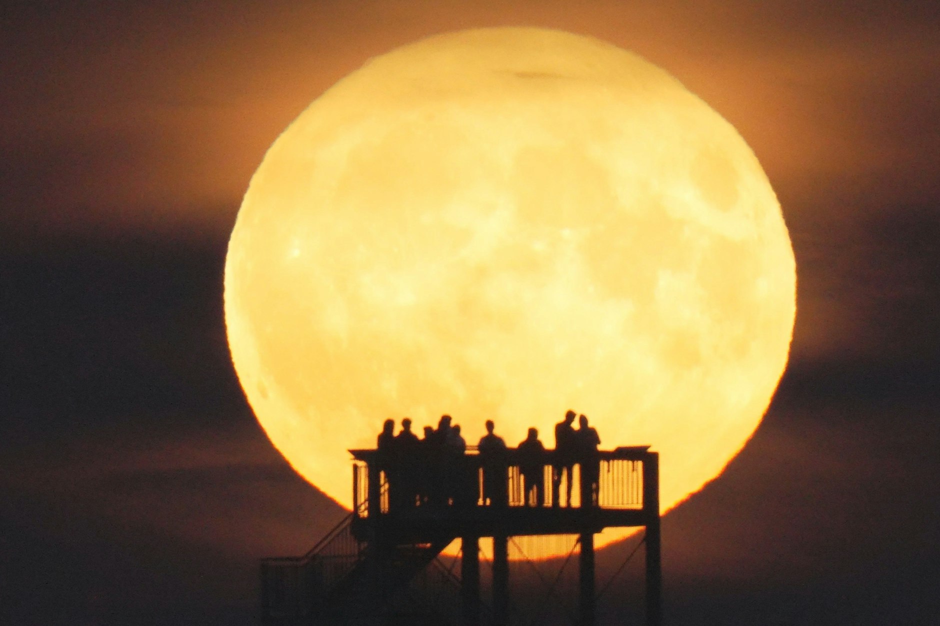 Supermond: Besonders imposant sieht der Mond direkt nach Aufgang und kurz vor Untergang aus.