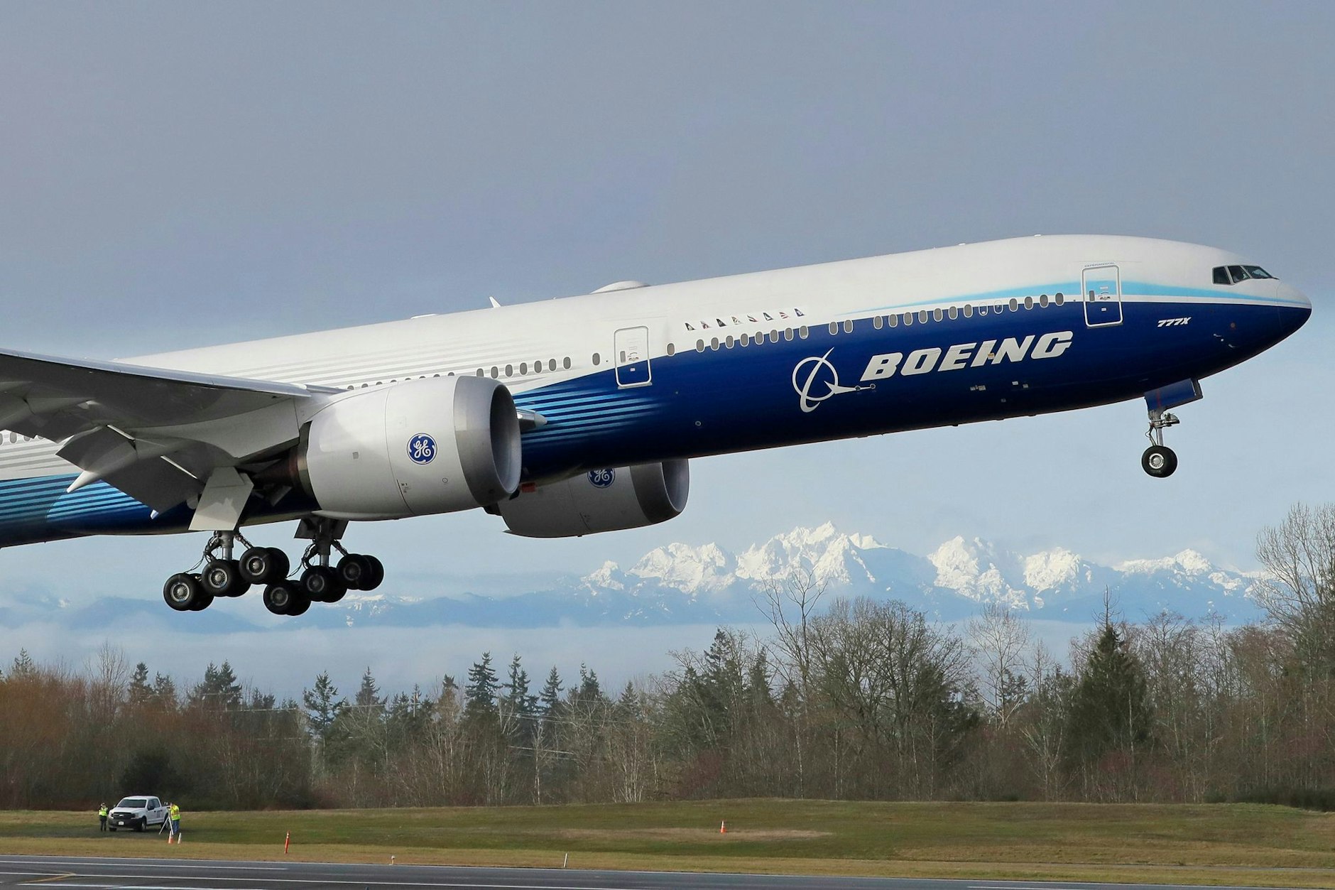 Ein Flugzeug vom Typ Boeing 777X startet zu seinem Erstflug.&nbsp;