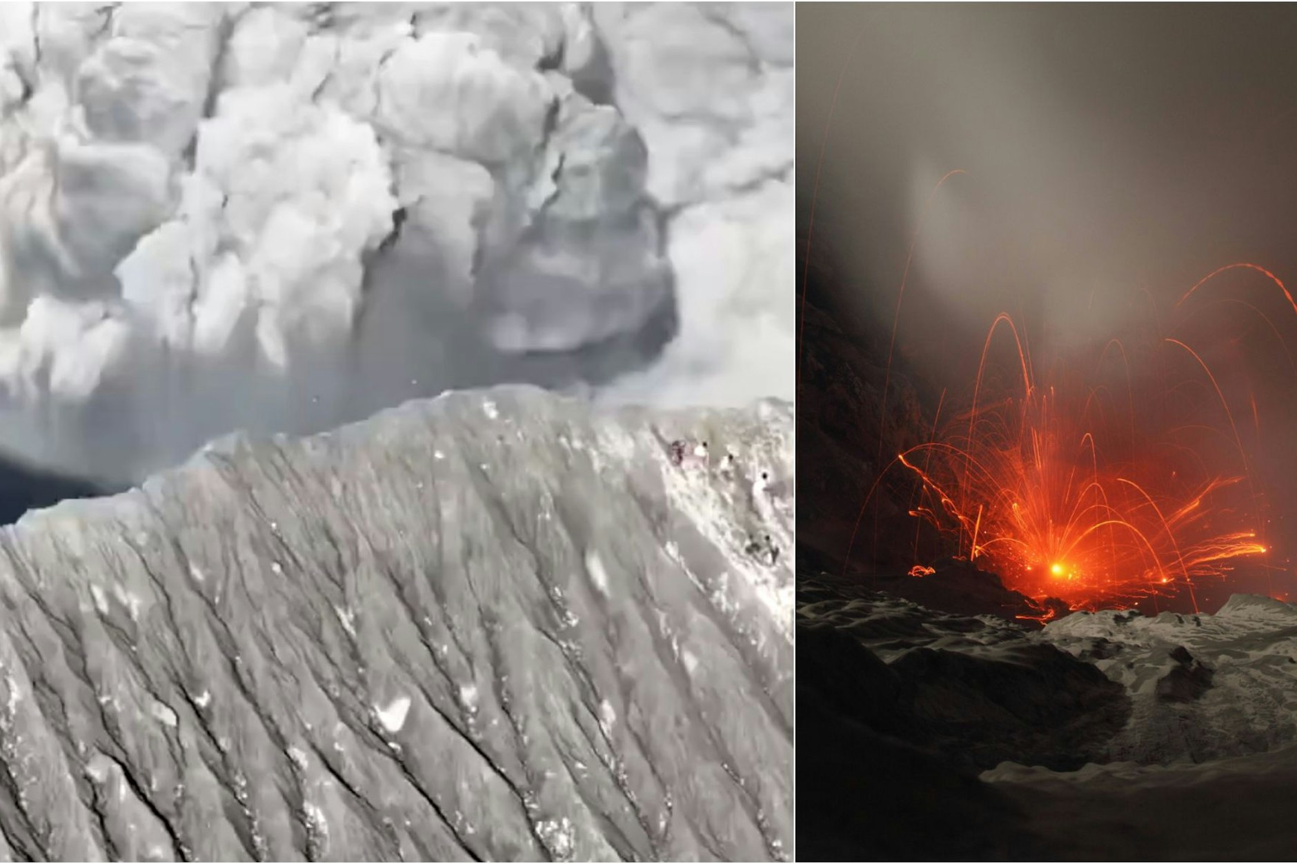 Wanderer flüchten vor einer gewaltigen Aschewolke, die plötzlich aus dem aktiven Vulkan Mount Dukono in Indonesien aufsteigt. Drohnenaufnahmen zeigen die dramatischen Szenen.