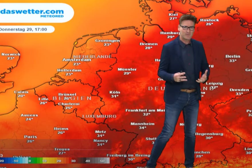 Wetterexperte Dominik Jung vor der Hitze-Wetterkarte: Temperaturen von 34 Grad und mehr sind drin!
