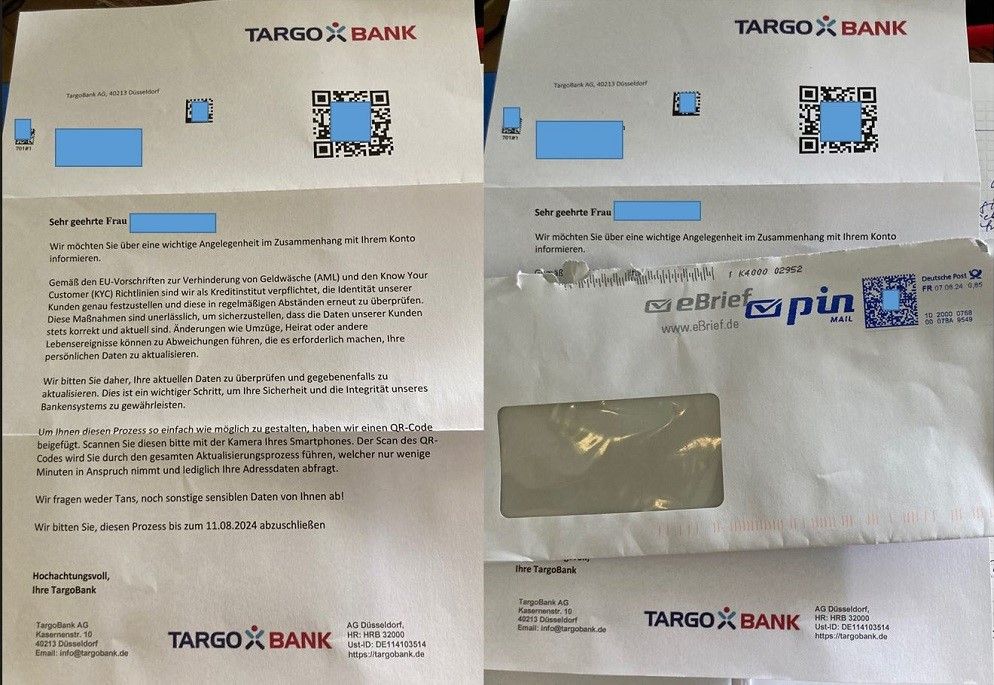 Achtung, Betrug! Bei Targobank-Briefen lauert Abzocke