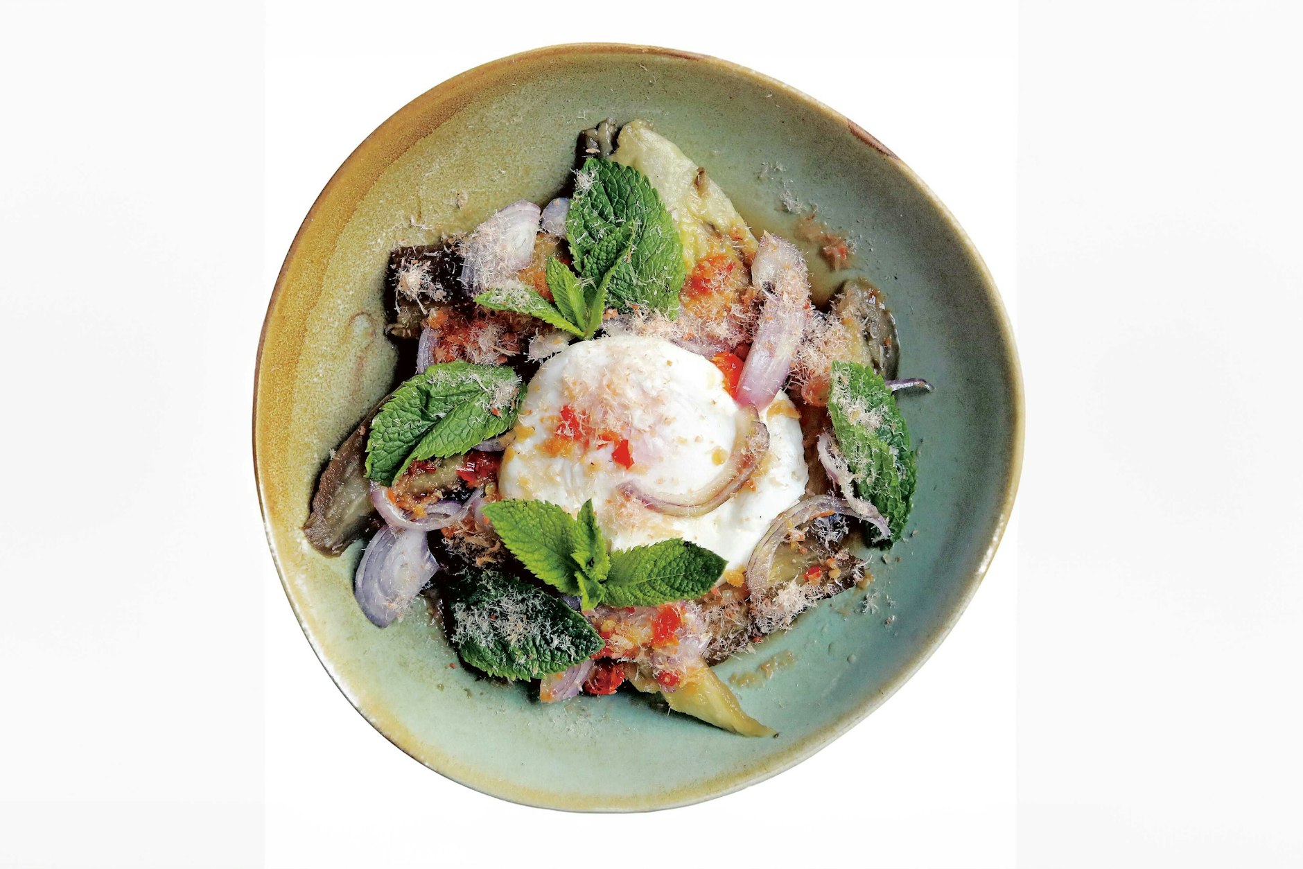 Gegrillte Aubergine im Khao Taan. Unbedingt hingehen und sich auf einen scharfen Abend einstellen. 