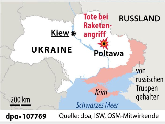 Poltawa liegt in der Zentralukraine.