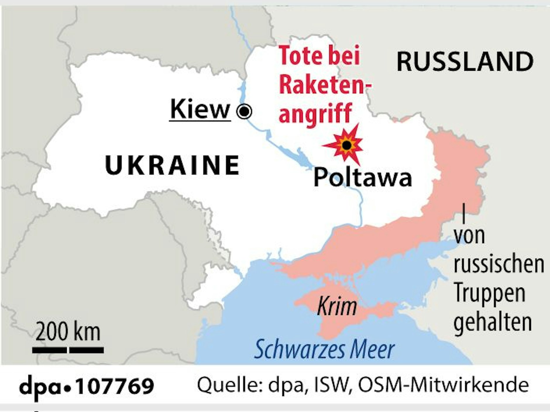 Poltawa liegt in der Zentralukraine.