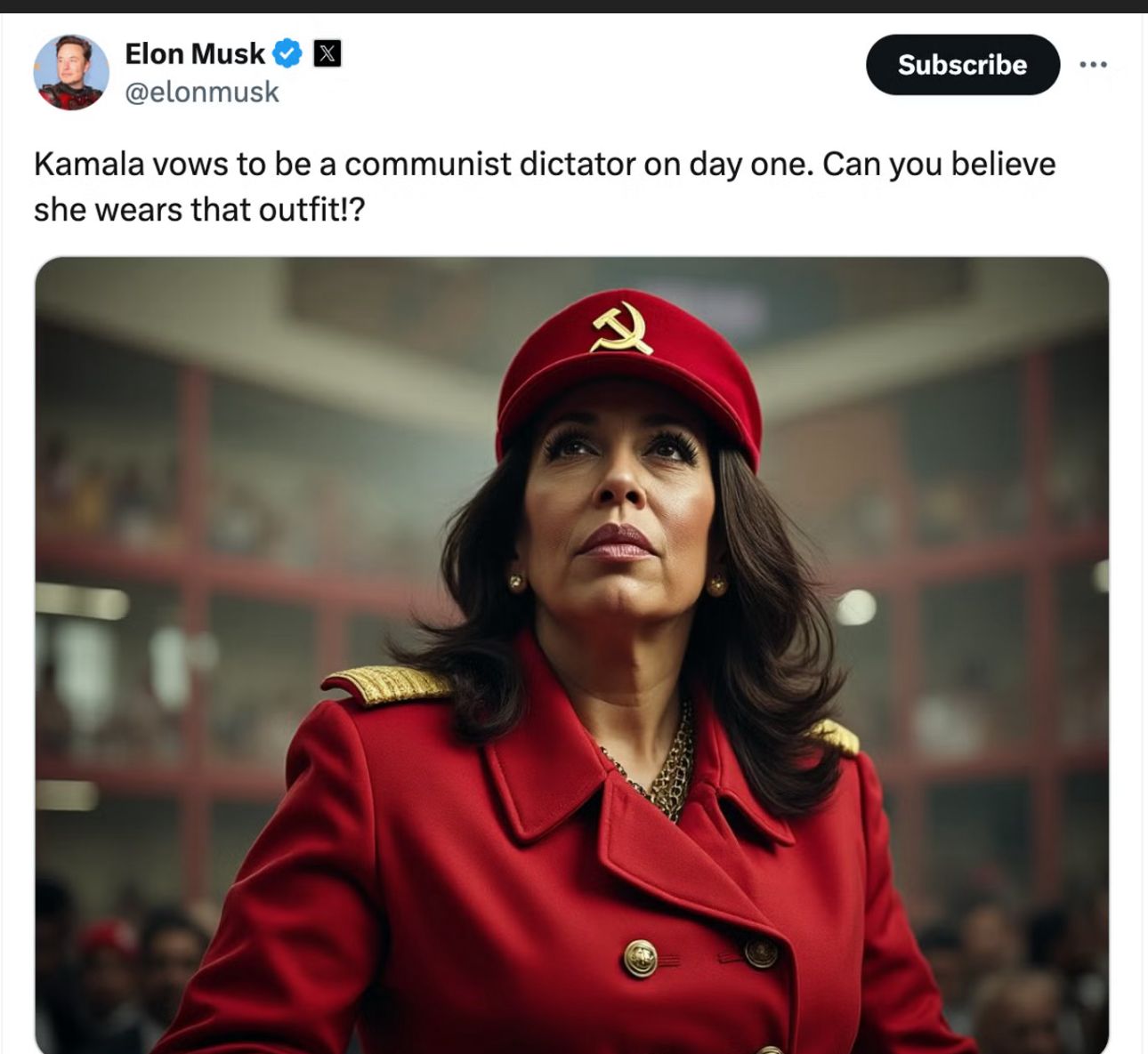 Image - Elon Musk macht Kamala Harris zur kommunistischen Diktatorin