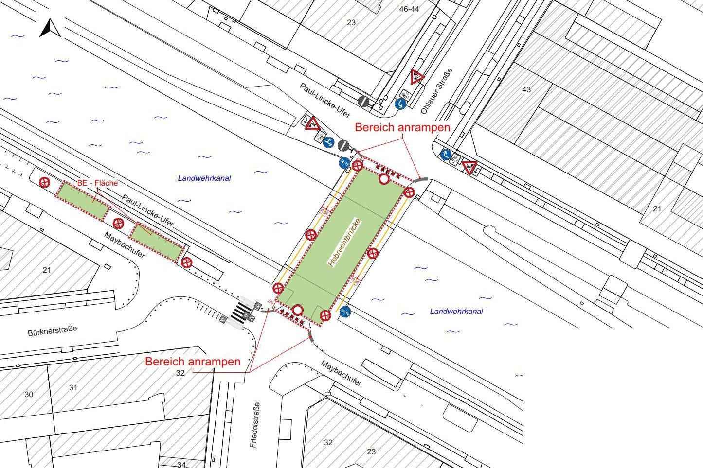 Verkehrszeichenplan Hobrechtbrücke