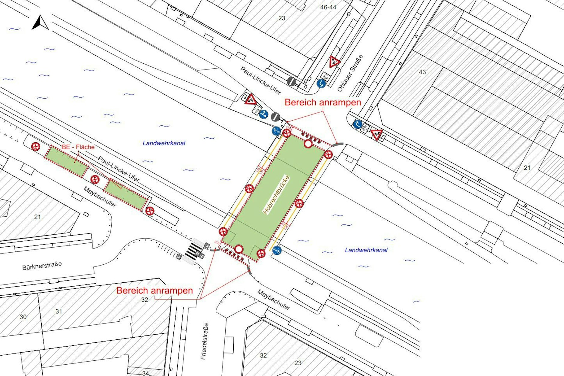 Verkehrszeichenplan Hobrechtbrücke