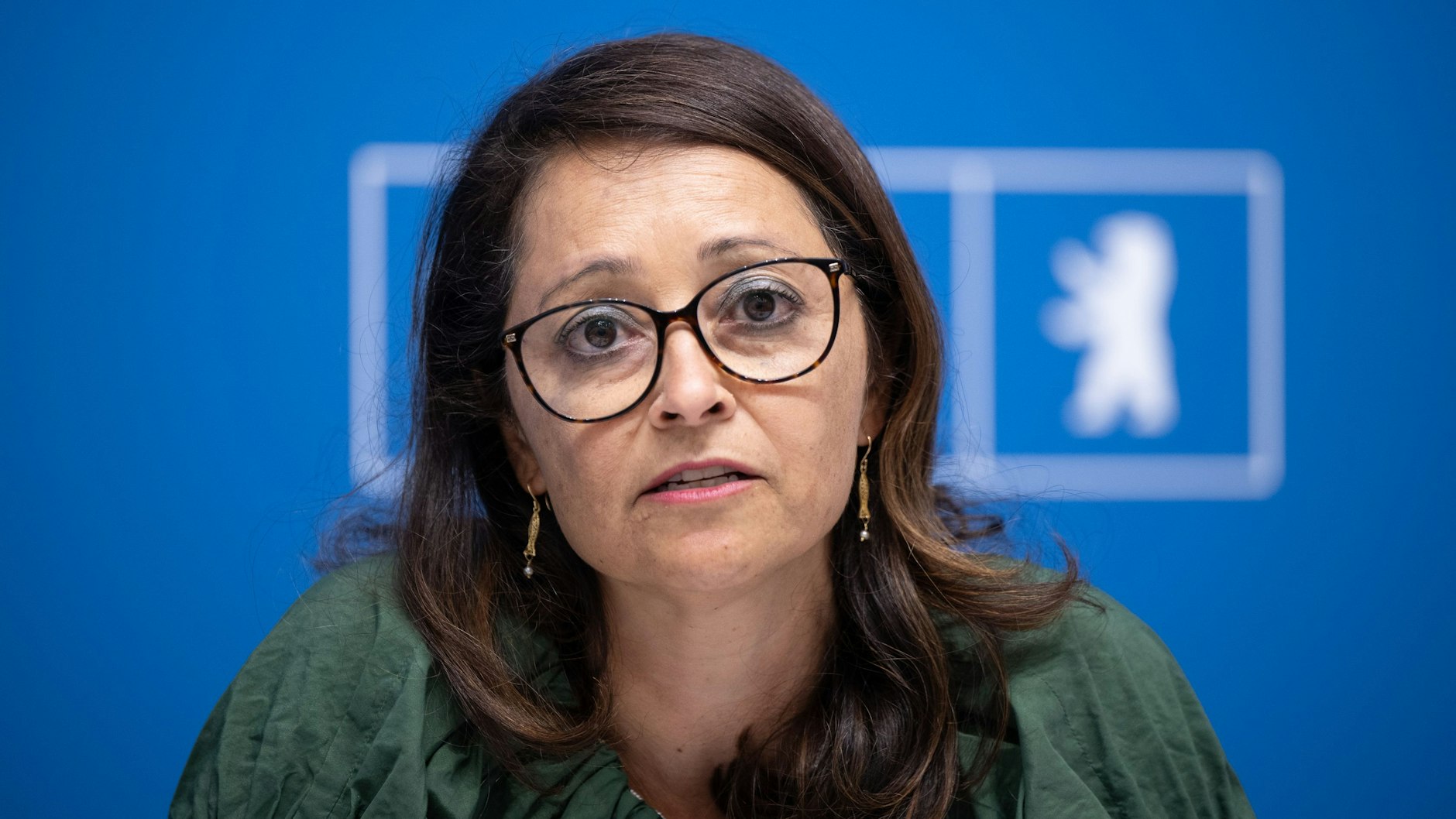 Felor Badenberg (CDU), Berliner Senatorin für Justiz, während der Pressekonferenz nach dem Berliner „Sicherheitsgipfel“ im Roten Rathaus.