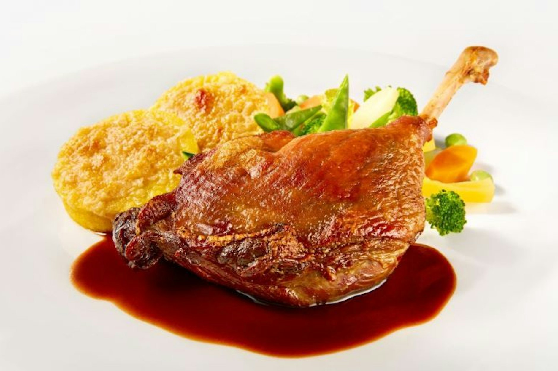 Der Hauptgang. Es gibt auch eine vegetarische Variante.