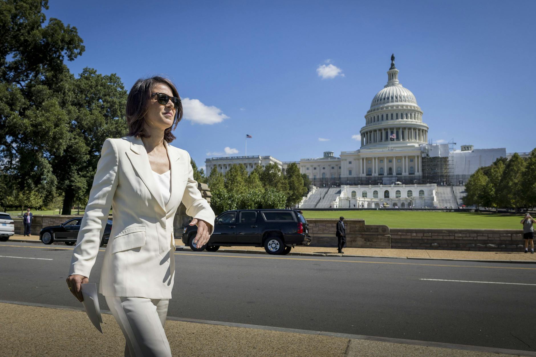 Annalena Baerbock im September 2023 vor dem amerikanischen Kapitol in Washington, D.C.