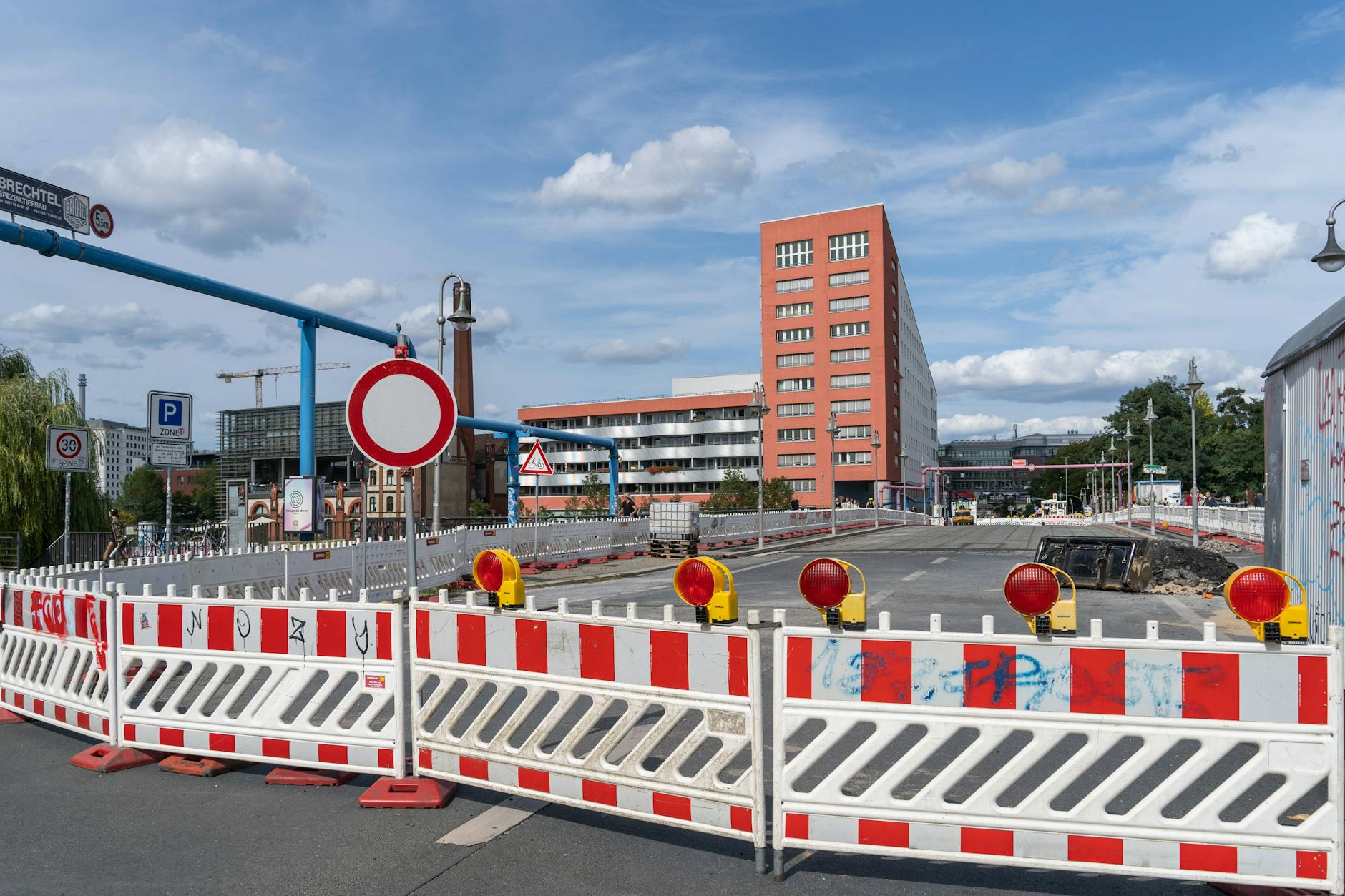 Im August gab es Bauarbeiten an der Schillingbrücke in Berlin-Friedrichshain.