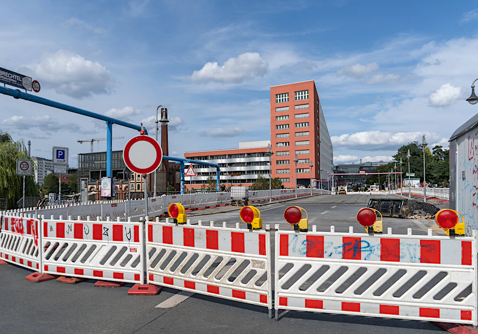 Im August gab es Bauarbeiten an der Schillingbrücke in Berlin-Friedrichshain.