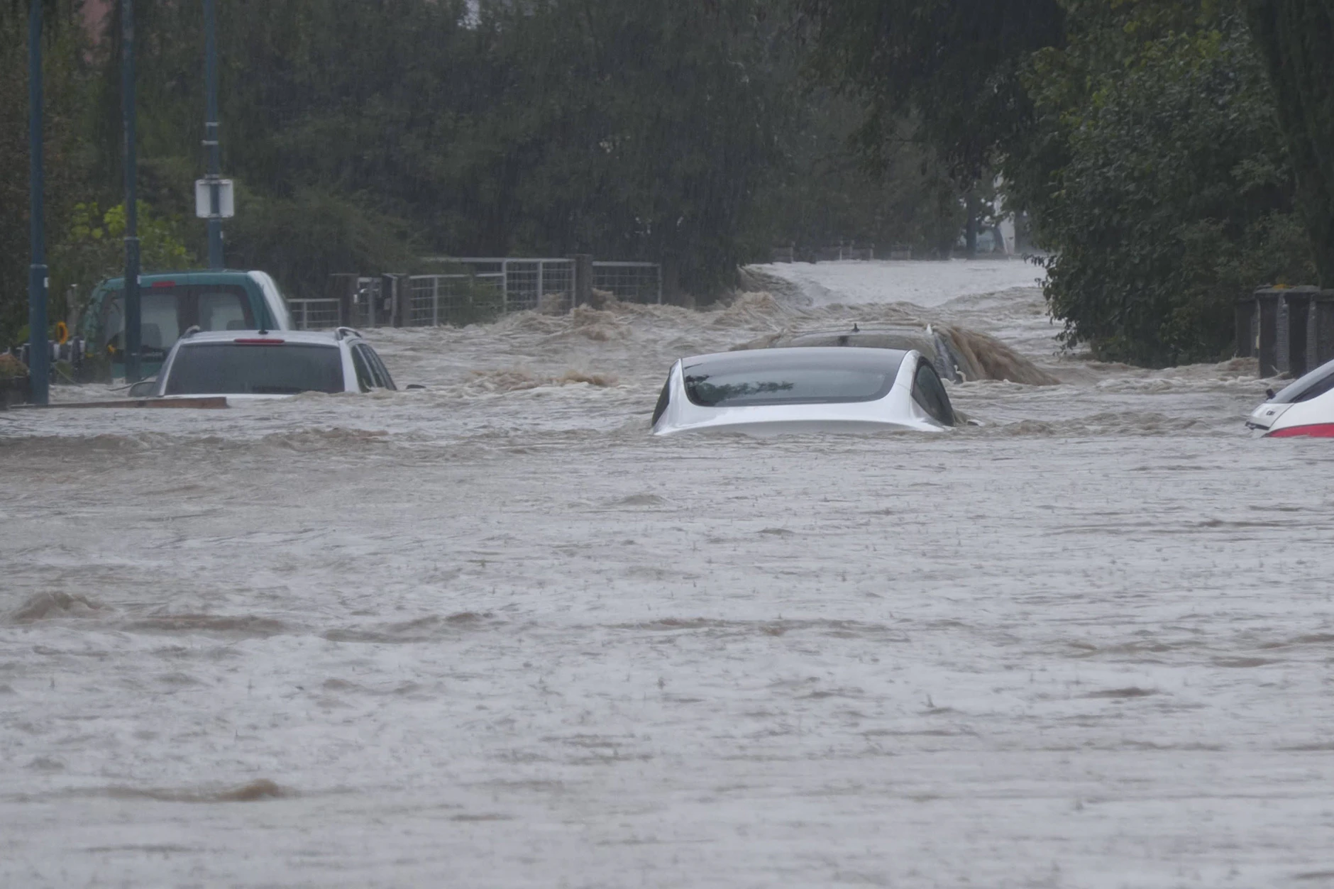 Jahrhunderthochwasser an der Perschling in Böheimkirchen. Die Ortschaft ist nach intensiven Regenfällen in Niederösterreich von der Außenwelt abgeschnitten.