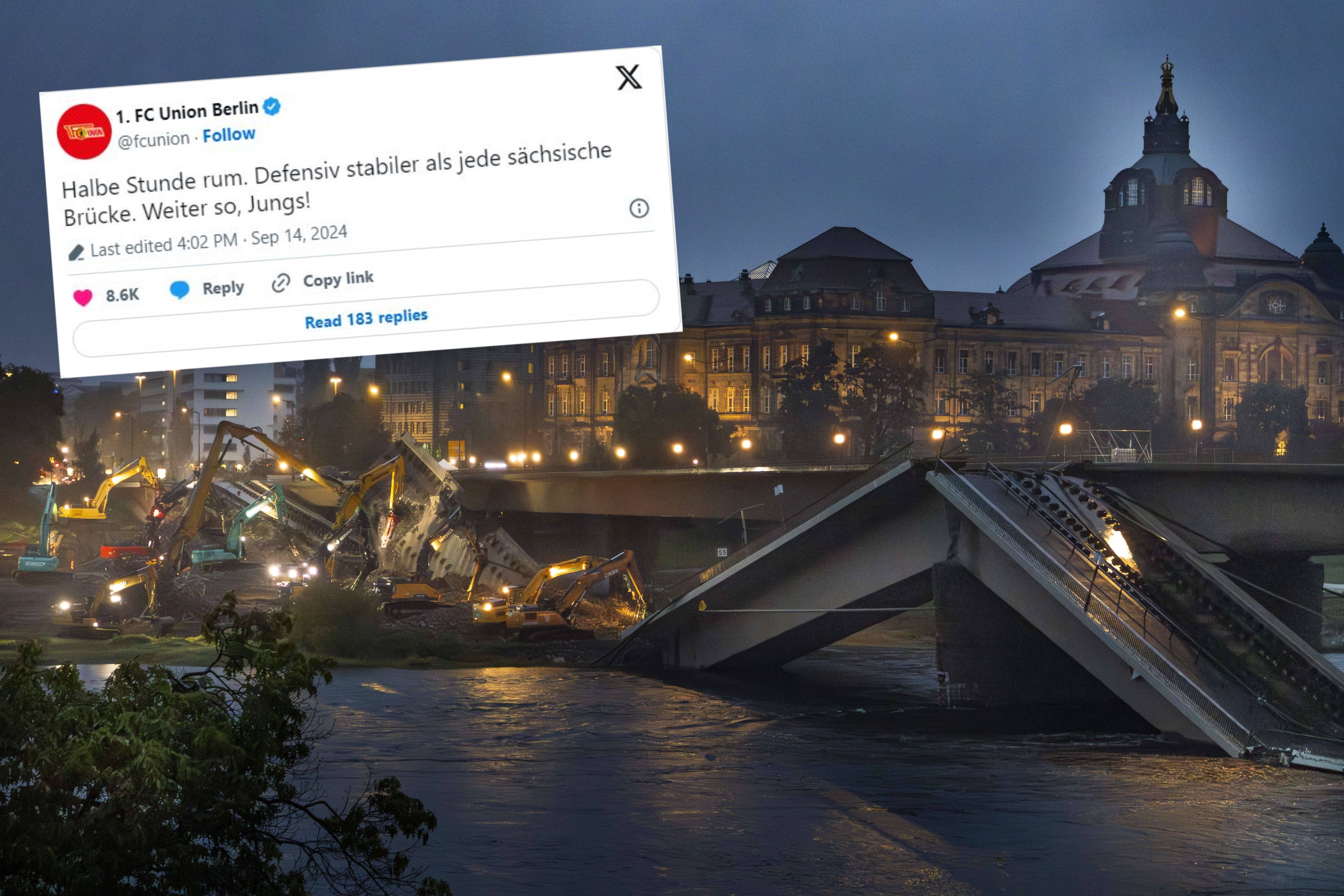 1. FC Union: Dresdens Bürgermeister macht aus Brücken-Witz erst Skandal!