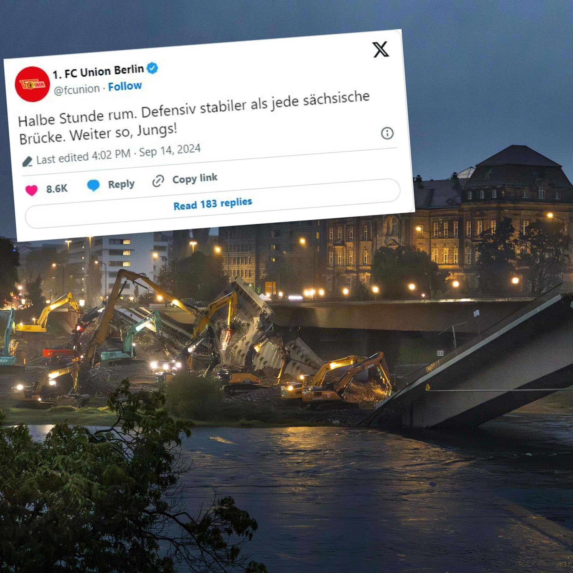 1. FC Union: Dresdens Bürgermeister macht aus Brücken-Witz erst Skandal!