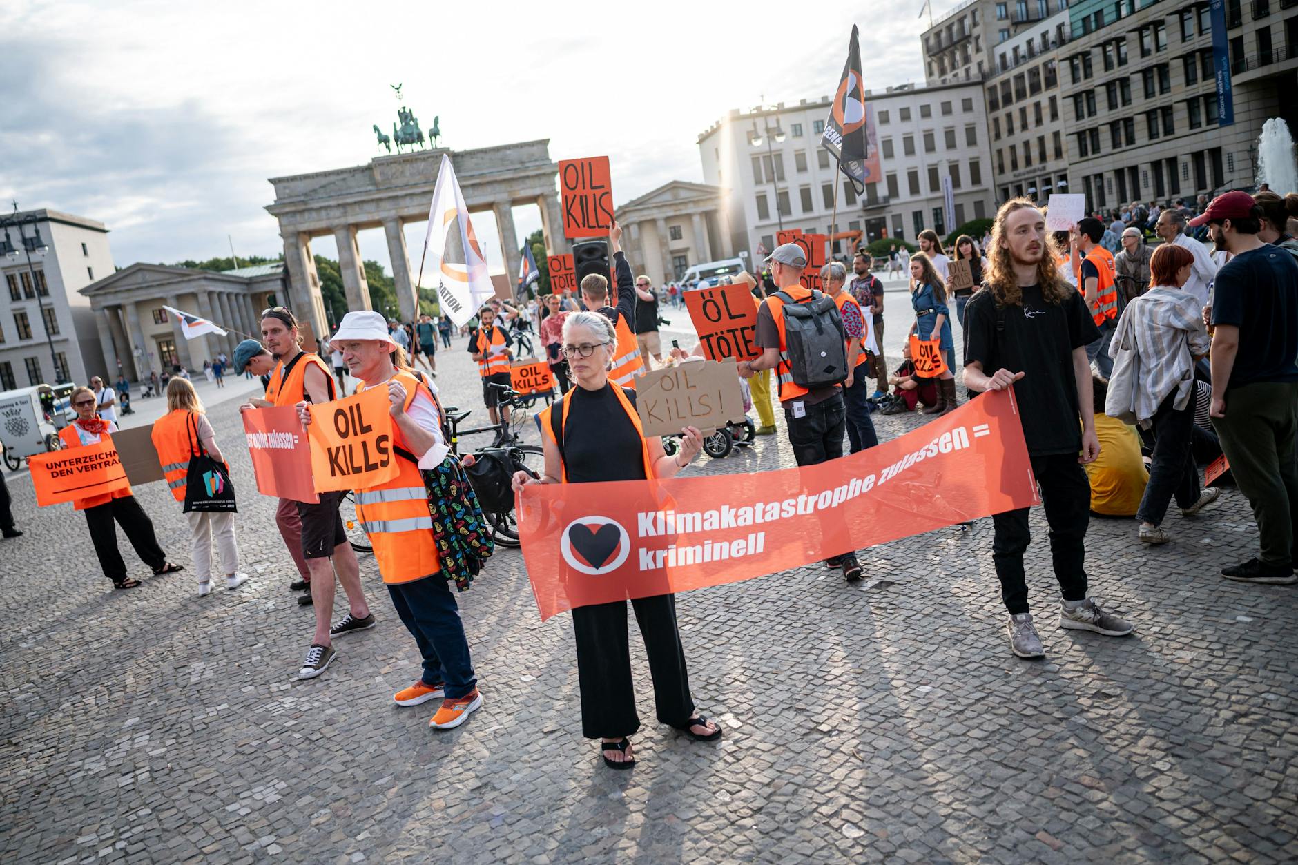 Die Klimaaktivisten der Letzten Generation haben schon öfters vor dem Brandenburger Tor demonstriert, wie hier im August 2024.