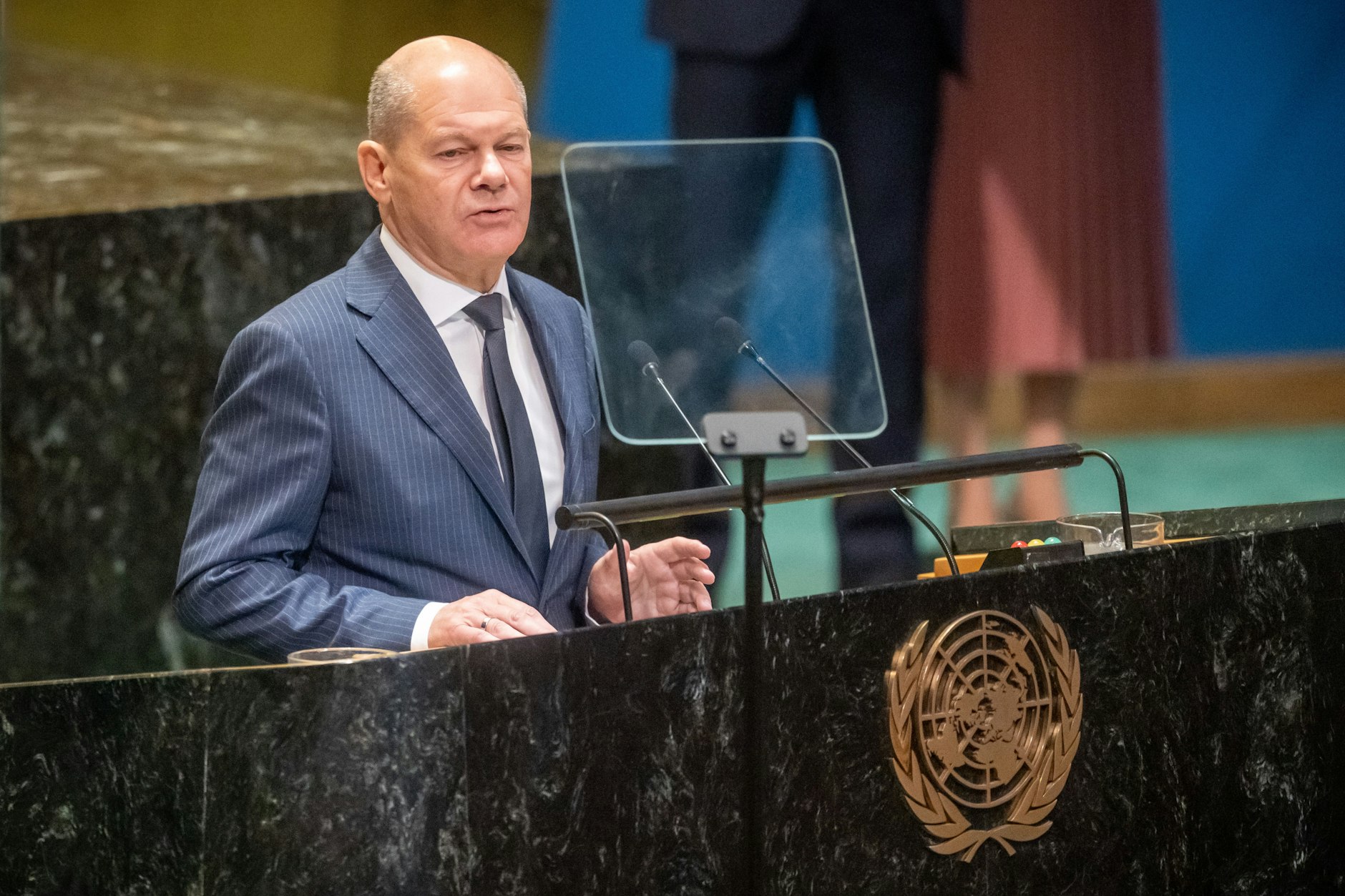 New York: Bundeskanzler Olaf Scholz spricht beim UN-Zukunftsgipfel.&nbsp;