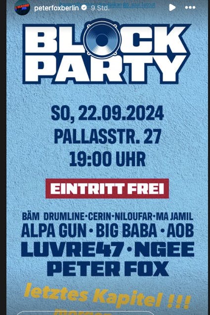 In einer Instagram-Story kündigte Peter Fox am Samstag ein letztes Gratiskonzert in Berlin an.