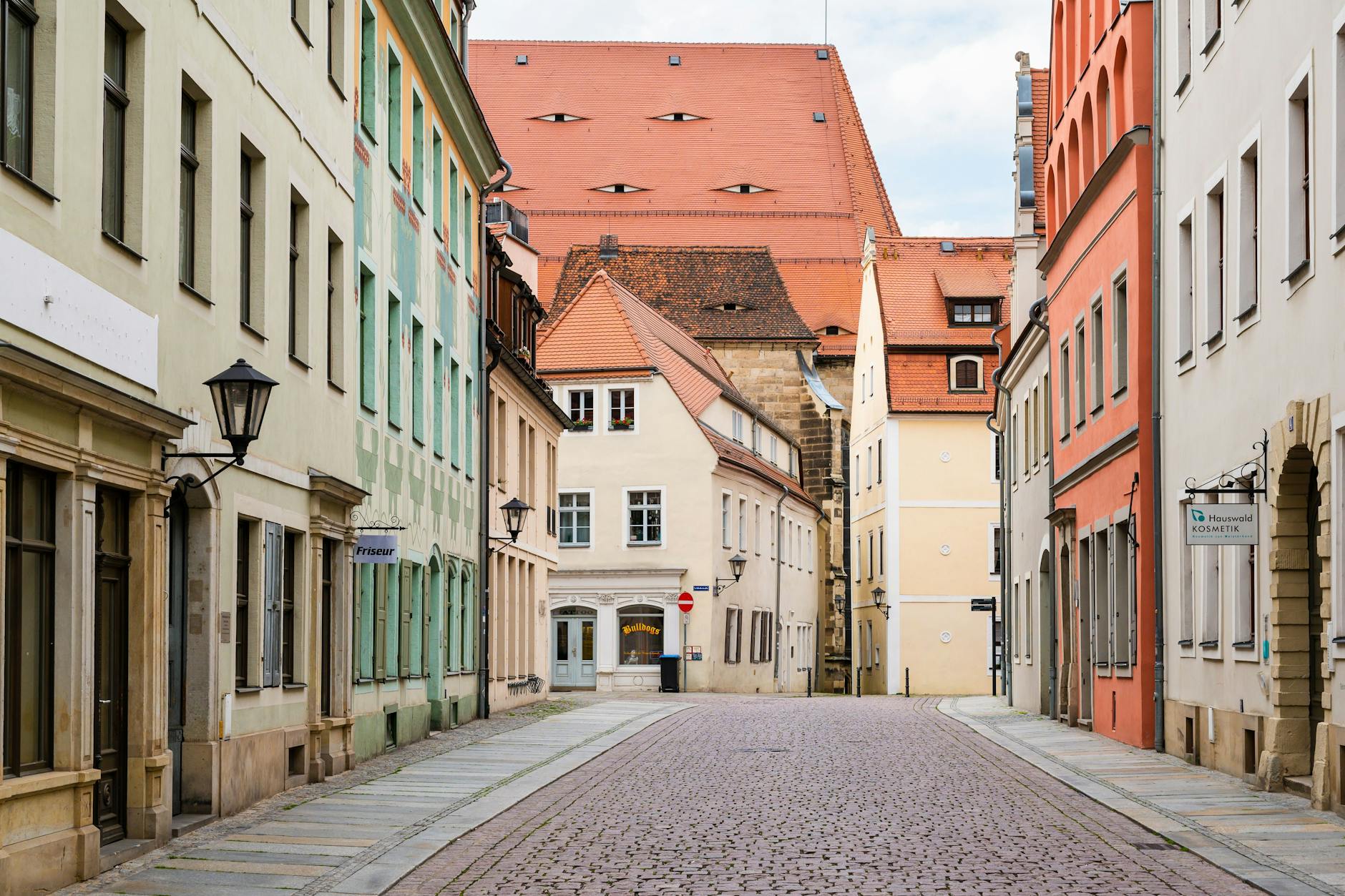 Leere Straßen in der Altstadt von Pirna.