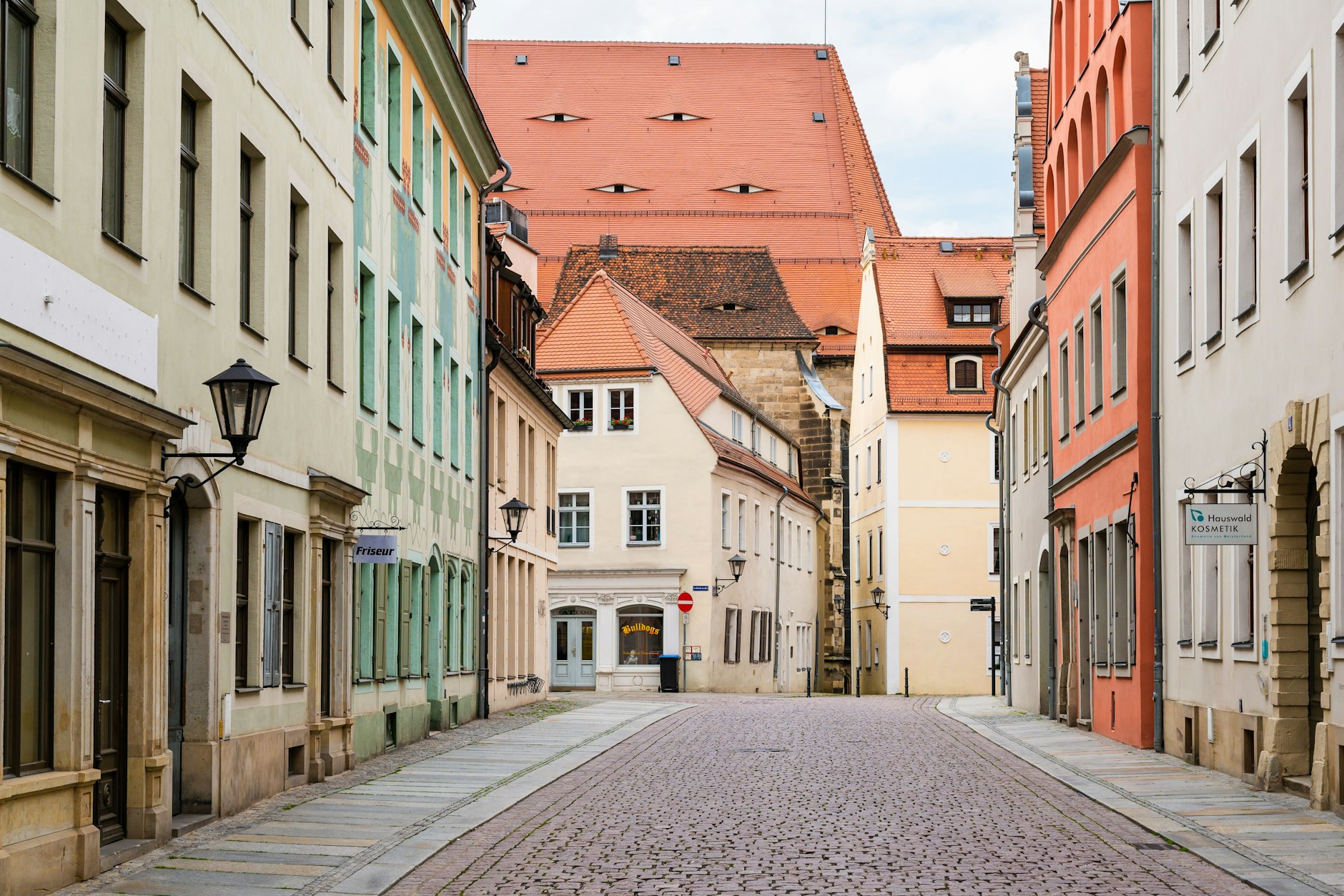 Leere Straßen in der Altstadt von Pirna.