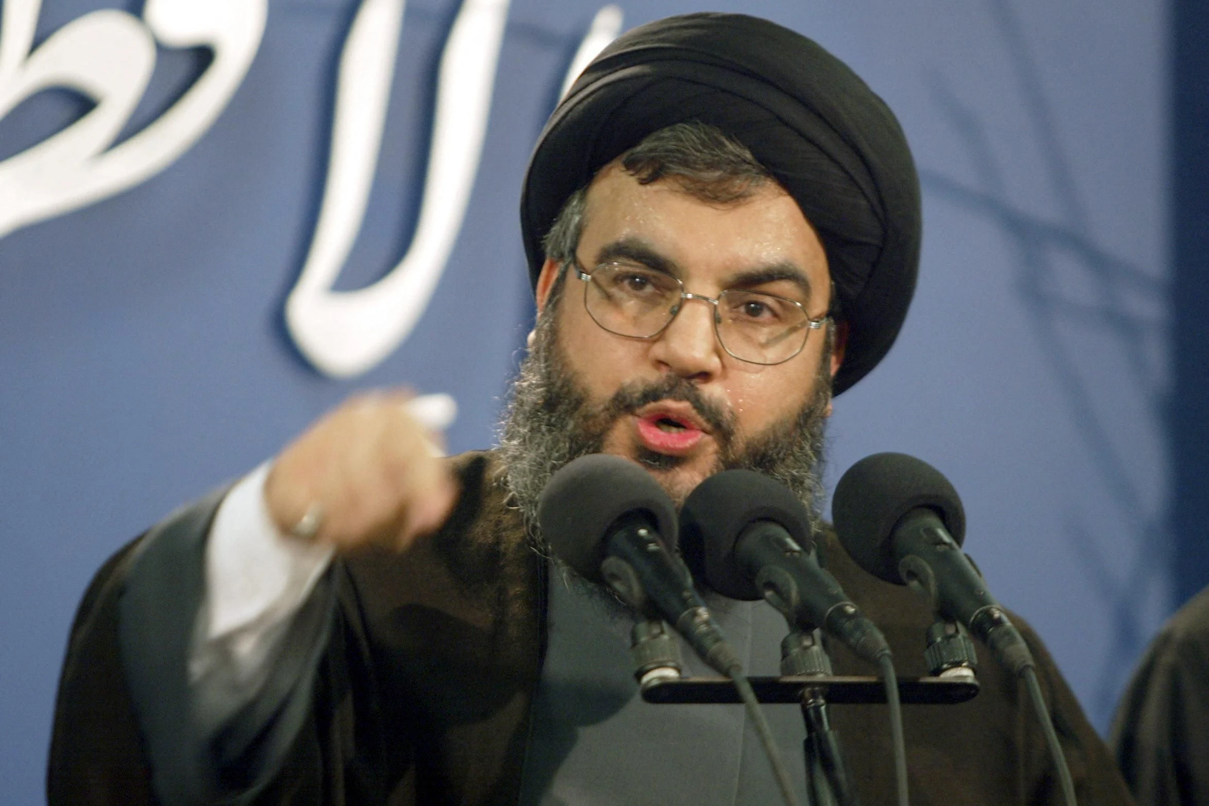 13.11.2023: Hassan Nasrallah, Generalsekretär der Hisbollah, hält eine Rede in einem südlichen Vorort von Beirut.