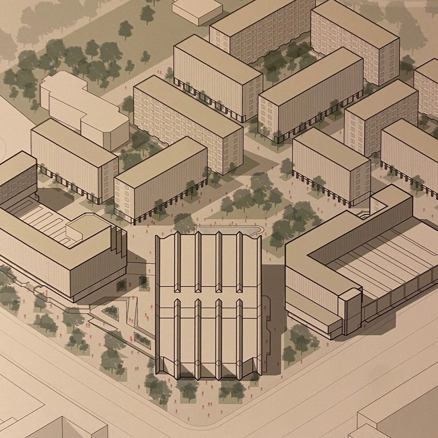 Das SEZ-Areal mit Wohnungsbau zeigt dieser Entwurf der TU-Studenten.&nbsp;