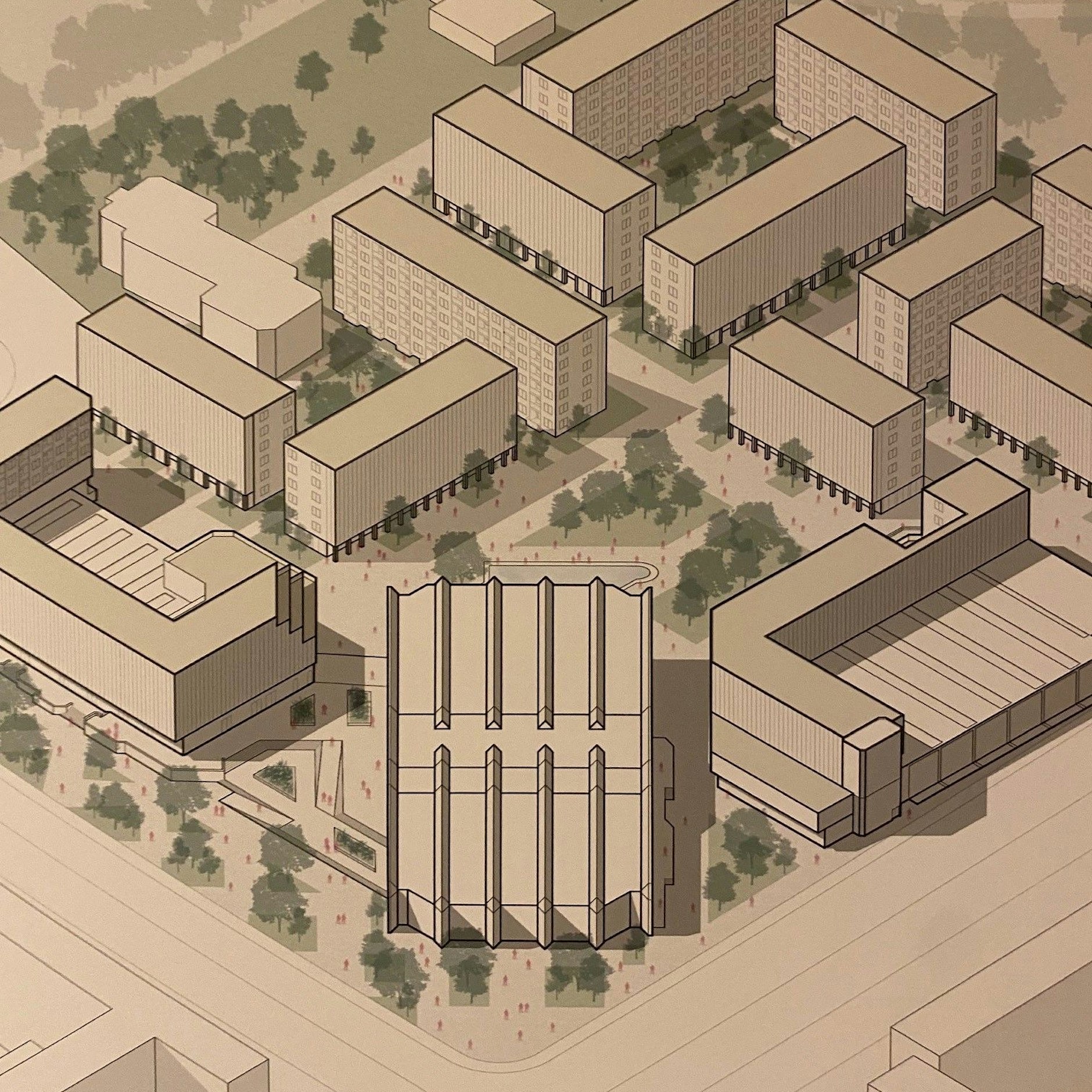 Das SEZ-Areal mit Wohnungsbau zeigt dieser Entwurf der TU-Studenten.&nbsp;