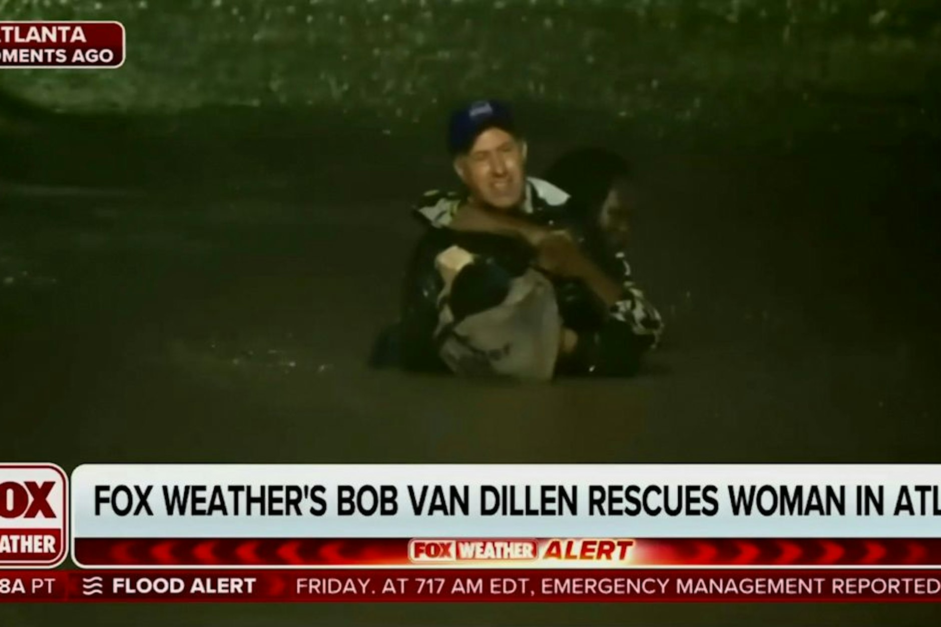 Der Fox-Wettermann bei der Rettungsaktion während des Hurrikans.