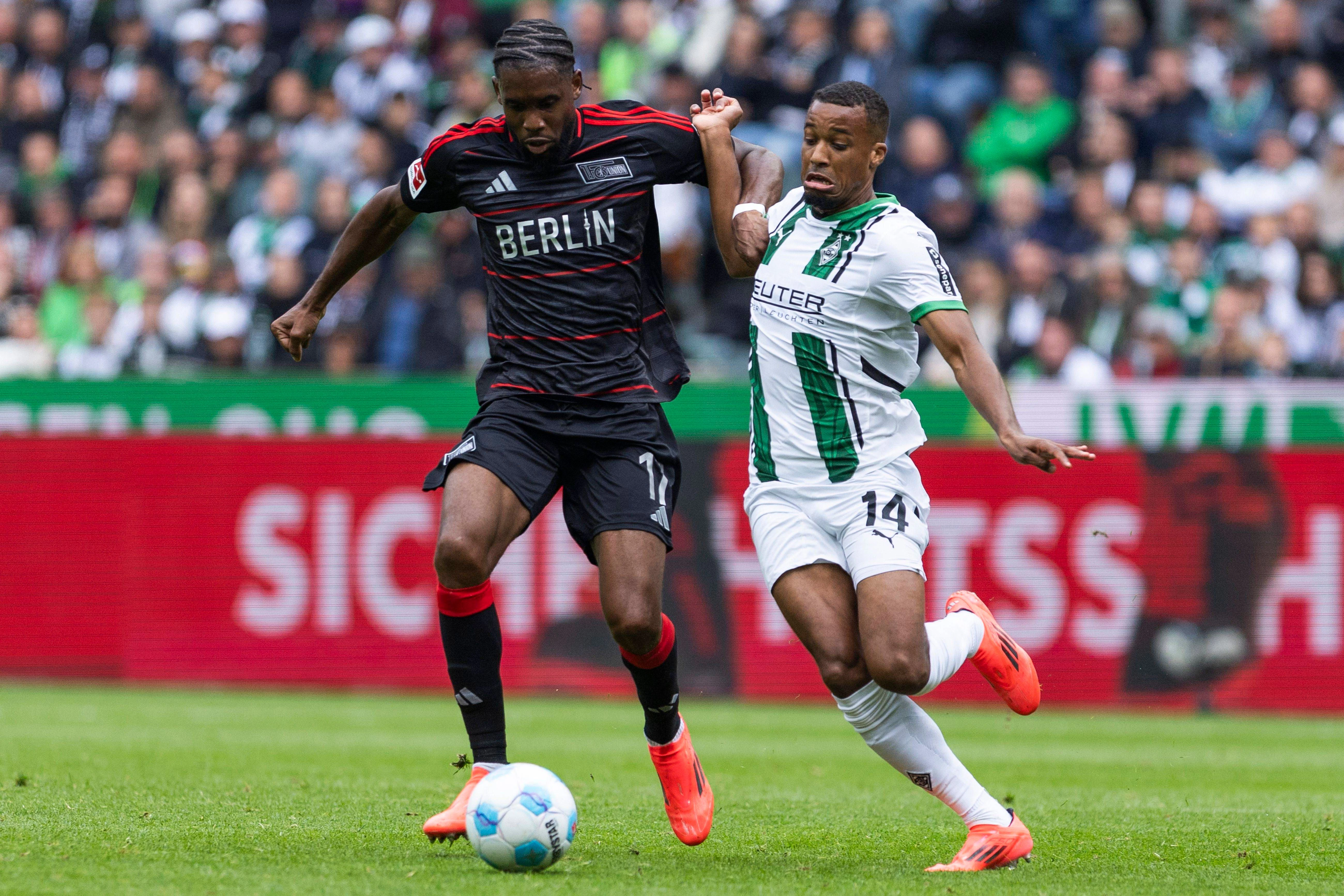 Angreifer Jordan (28) ackerte auch gegen Gladbach viel. Auf sein erstes Saisontor wartet der Stürmer des 1. FC Union aber weiter.&nbsp;