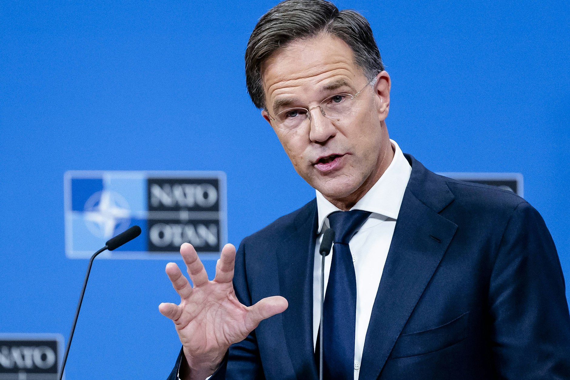 Der neue Nato-Generalsekretär Mark Rutte bei seiner Antrittspressekonferenz.